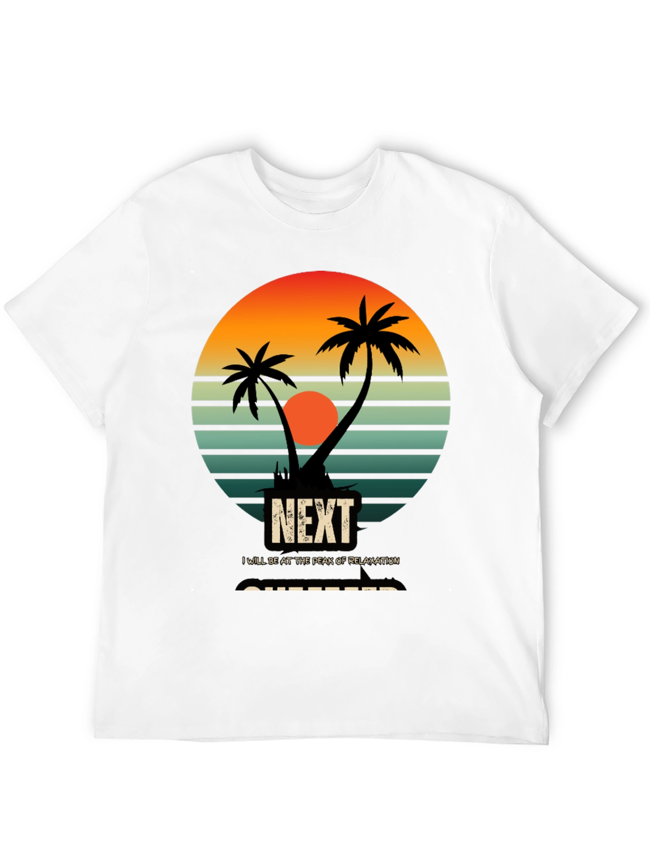 Relaxation Mode T-Shirt: Palm Tree Sunset Graphic Tee