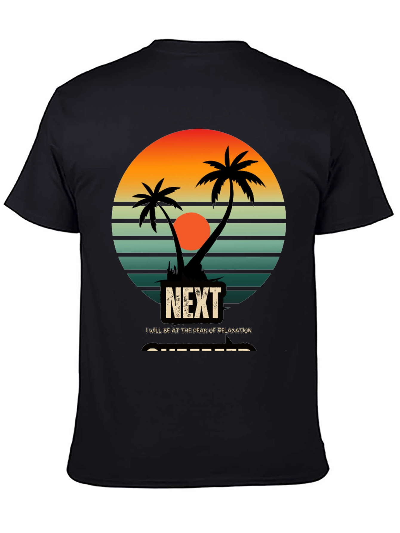 Relaxation Mode T-Shirt: Palm Tree Sunset Graphic Tee
