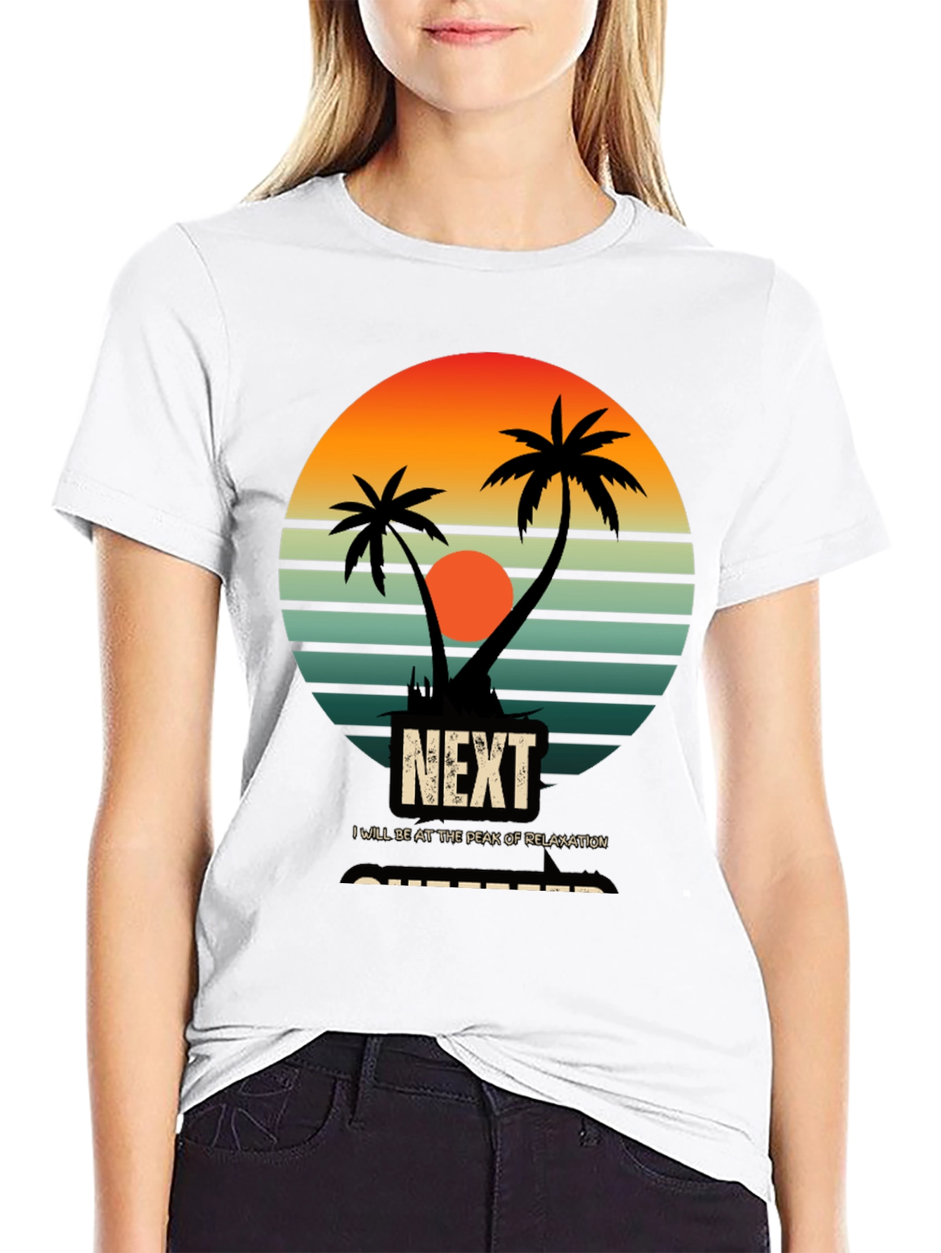 Relaxation Mode T-Shirt: Palm Tree Sunset Graphic Tee