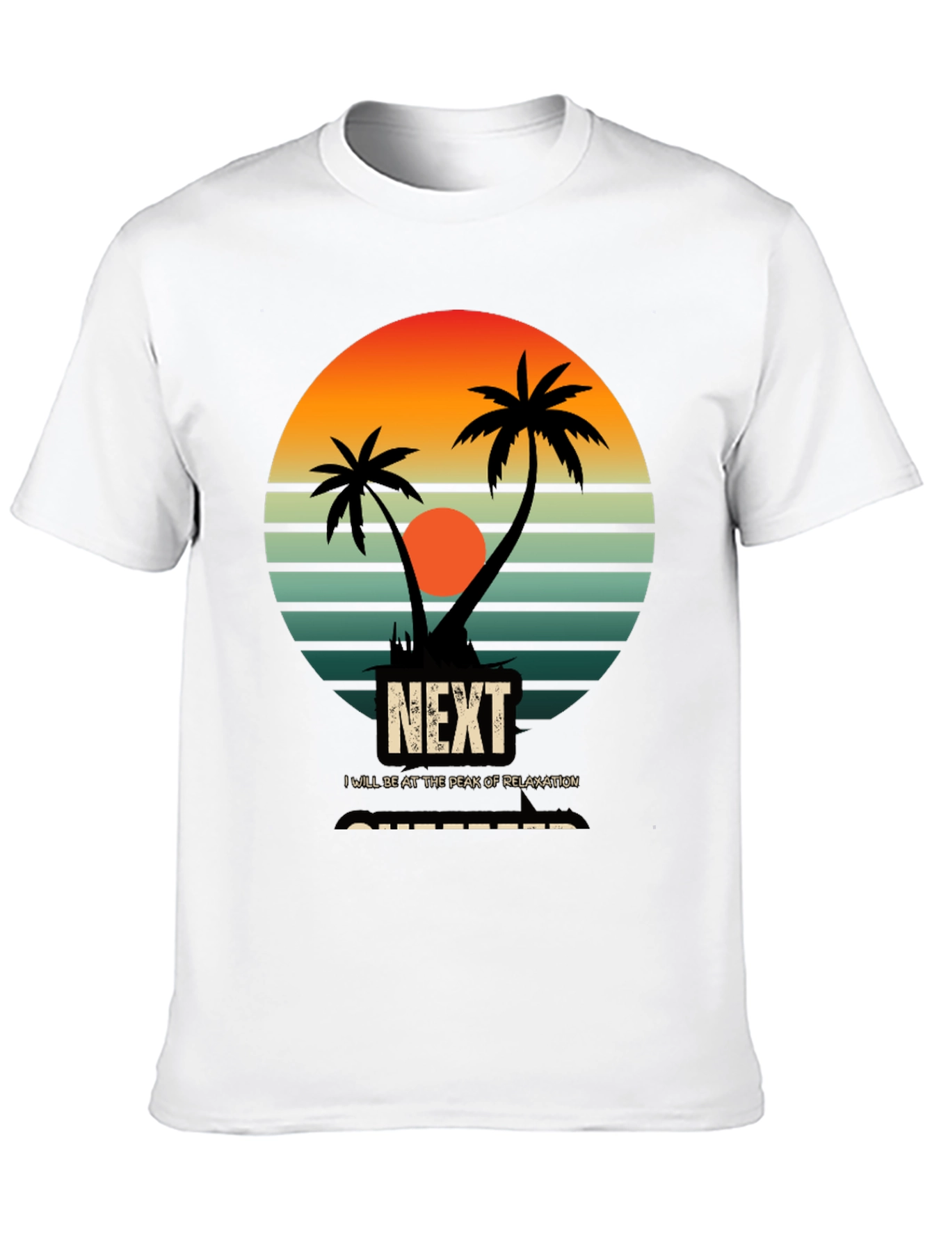 Relaxation Mode T-Shirt: Palm Tree Sunset Graphic Tee