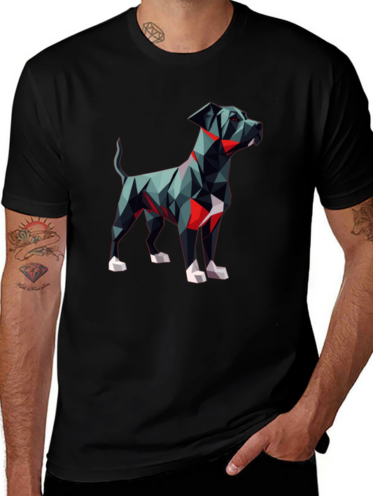 Geometric Dog Graphic Tee - Modern Art Style
