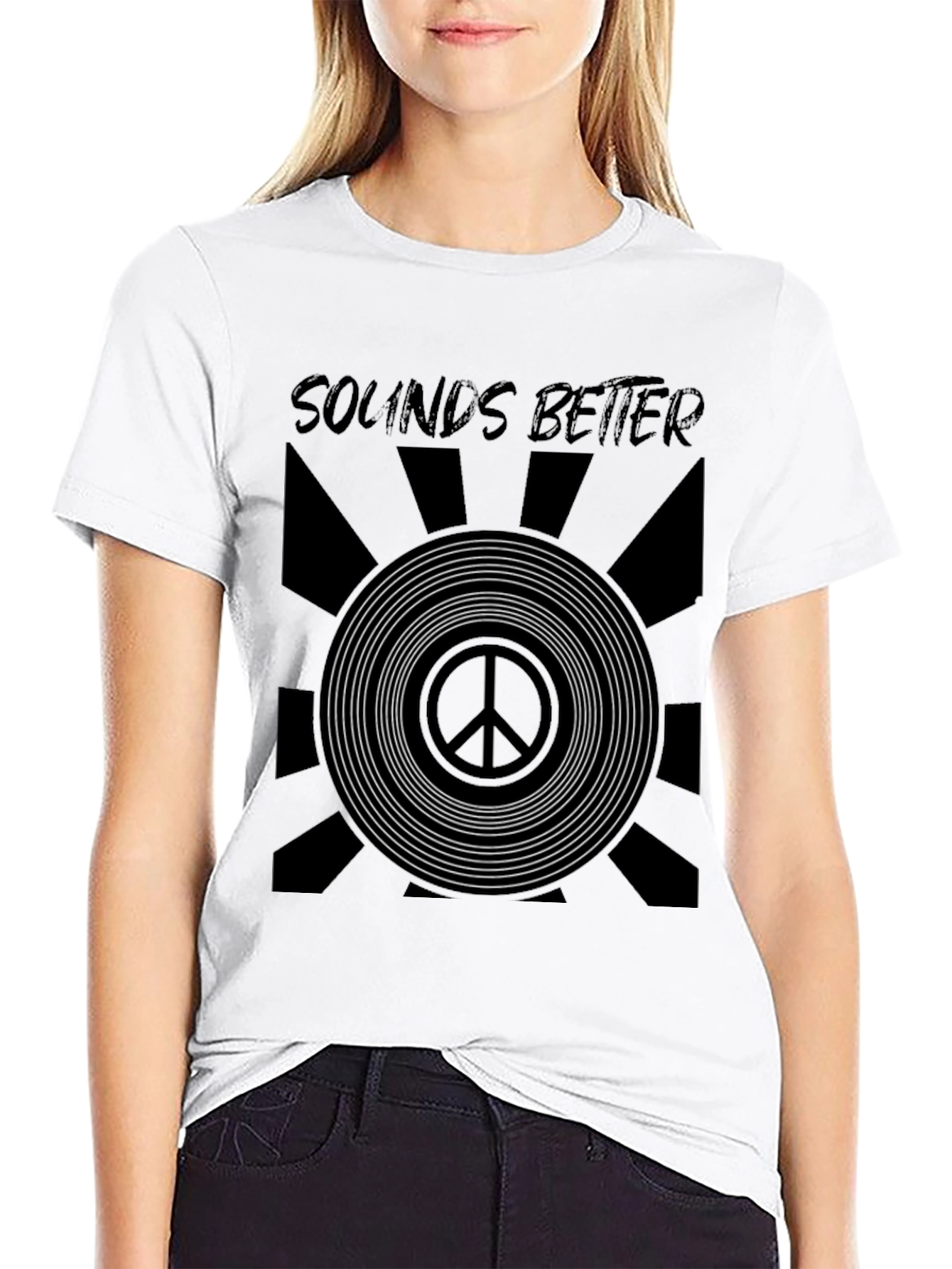 Sounds Better Peace Sign Graphic Tee - Black