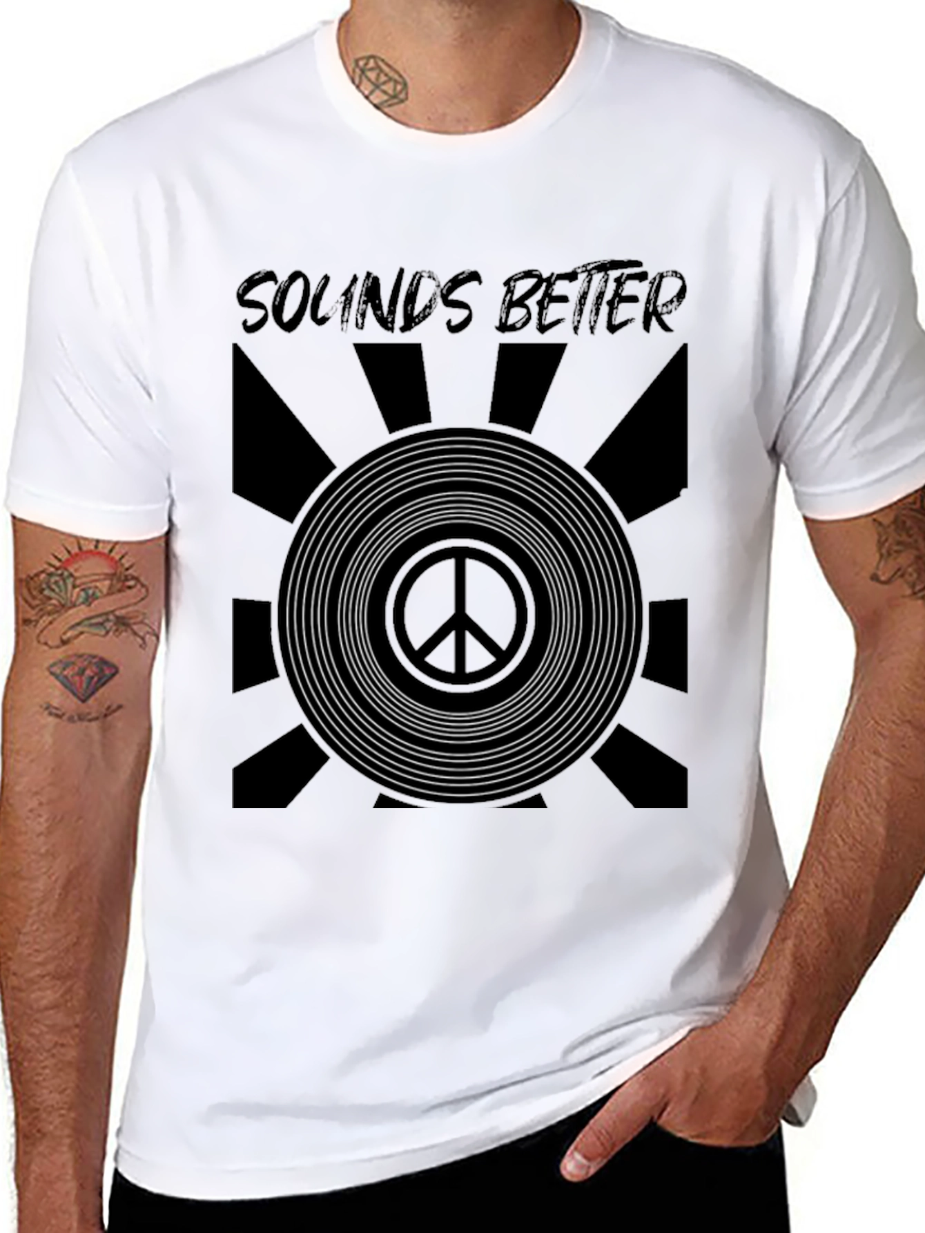 Sounds Better Peace Sign Graphic Tee - Black