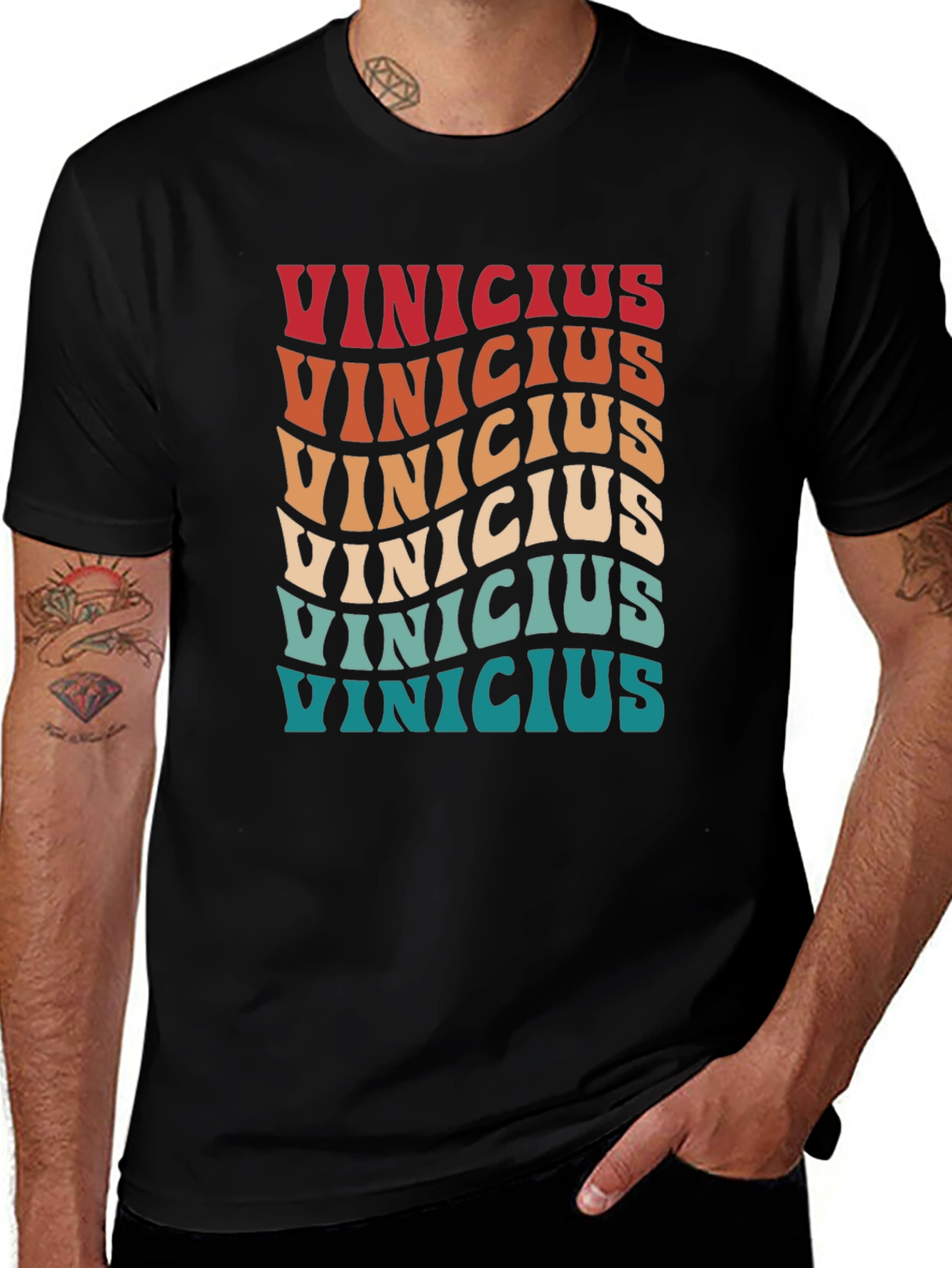 Retro Vinicius T-Shirt - Wavy Text Design