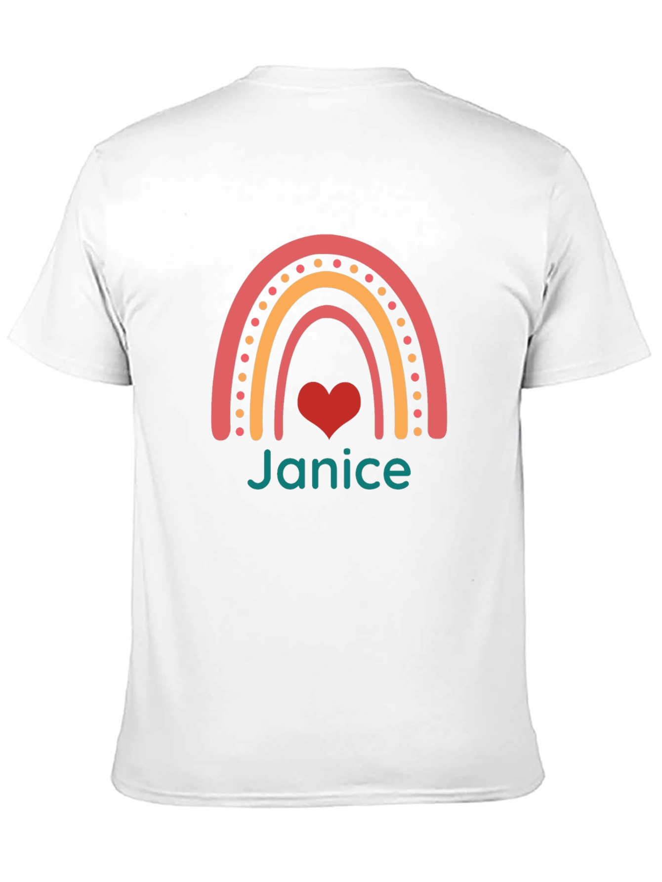 Janice Rainbow Heart Personalized Black T-Shirt