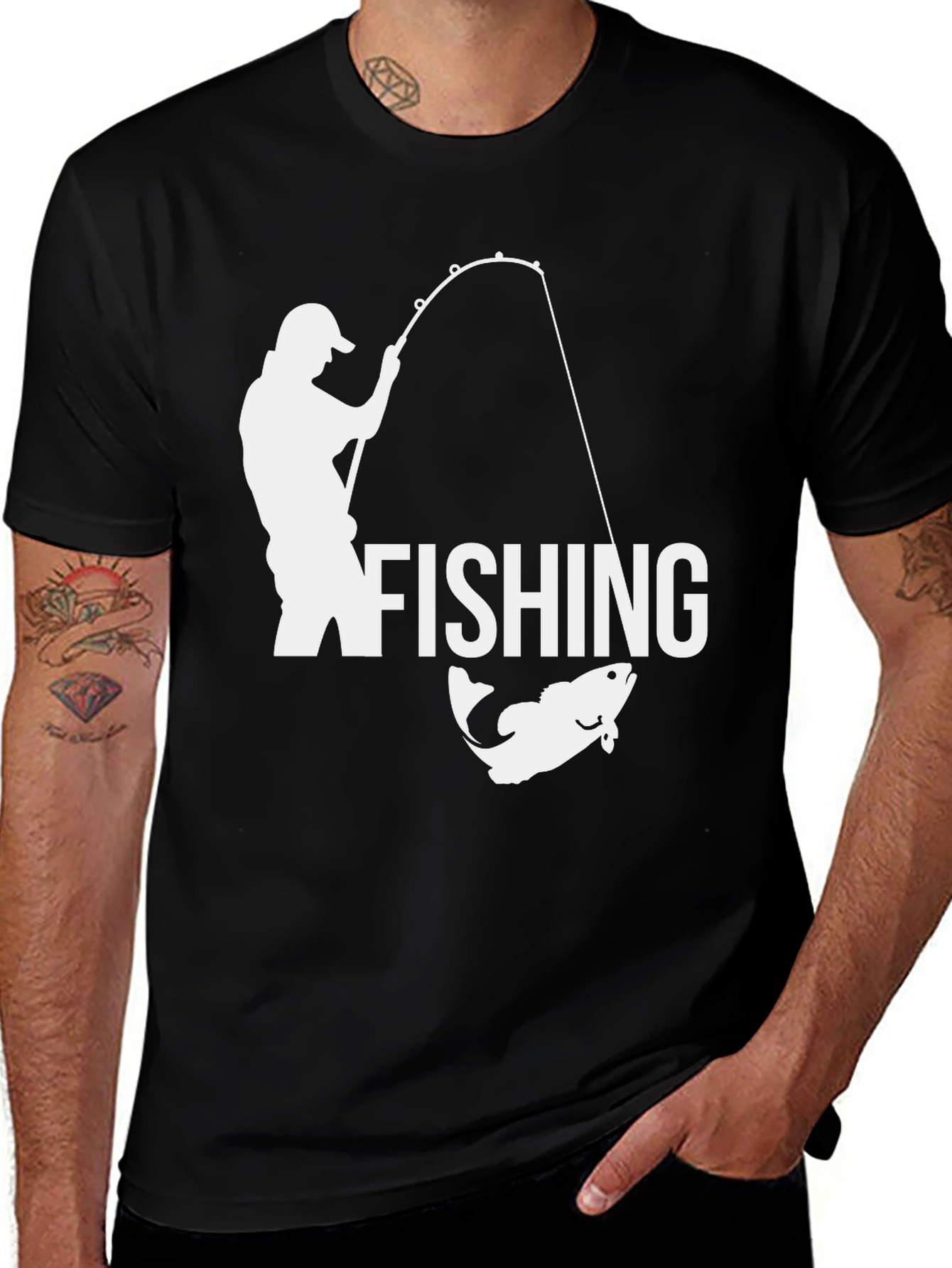 Fishing Graphic T-Shirt - Black