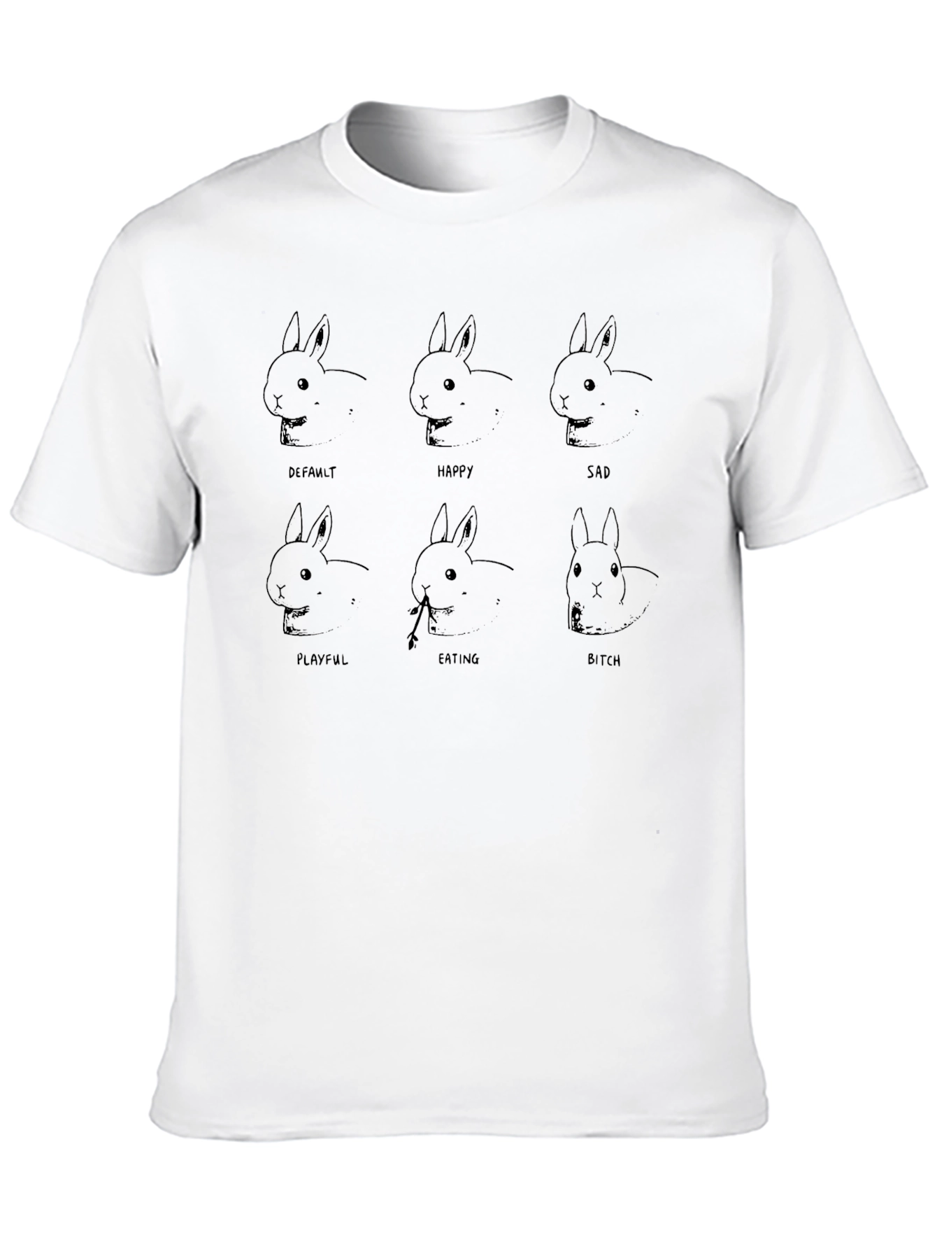 Rabbit Moods Graphic Tee - Comfy Black T-Shirt