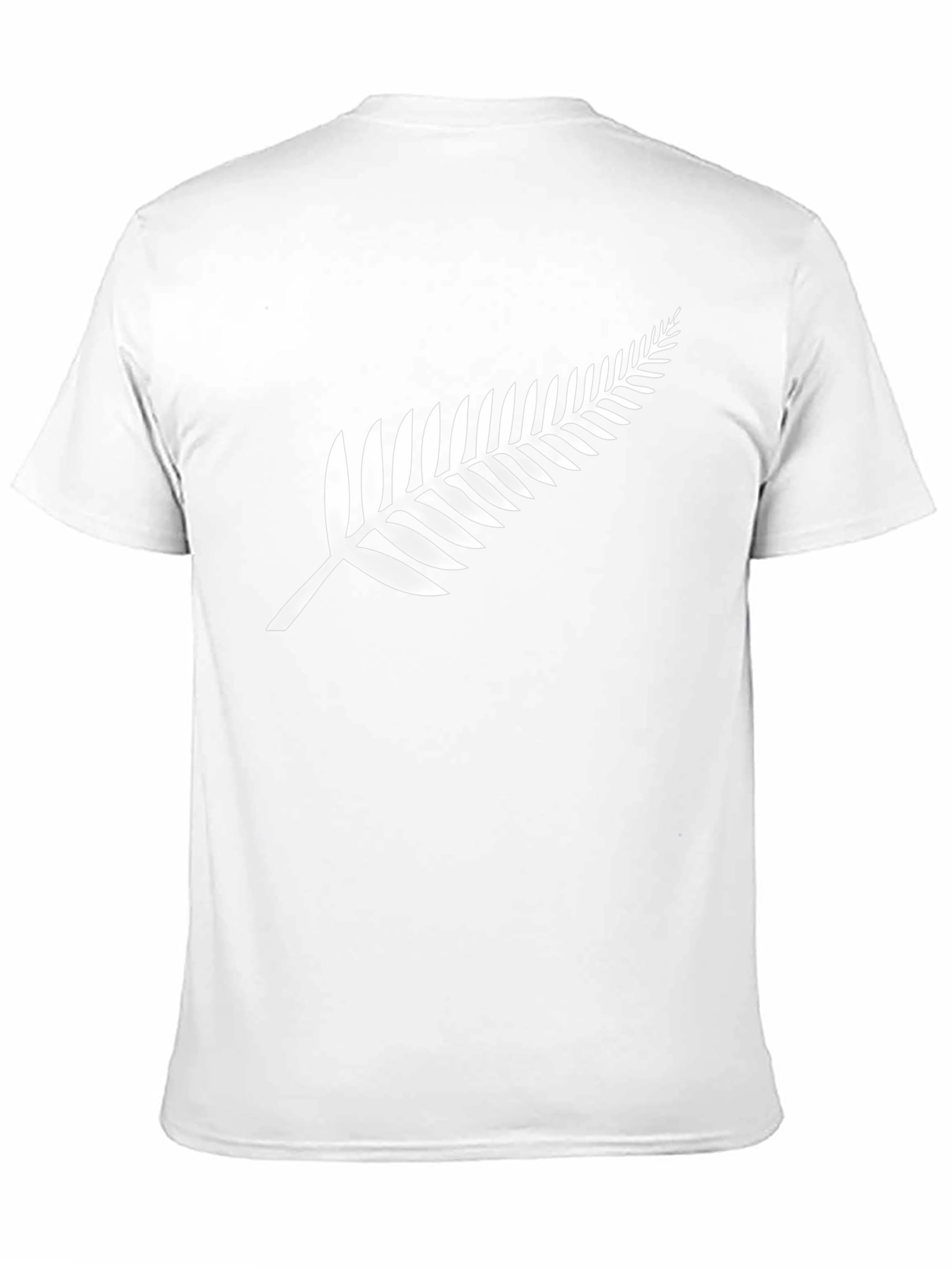 Black T-Shirt with White Fern Print