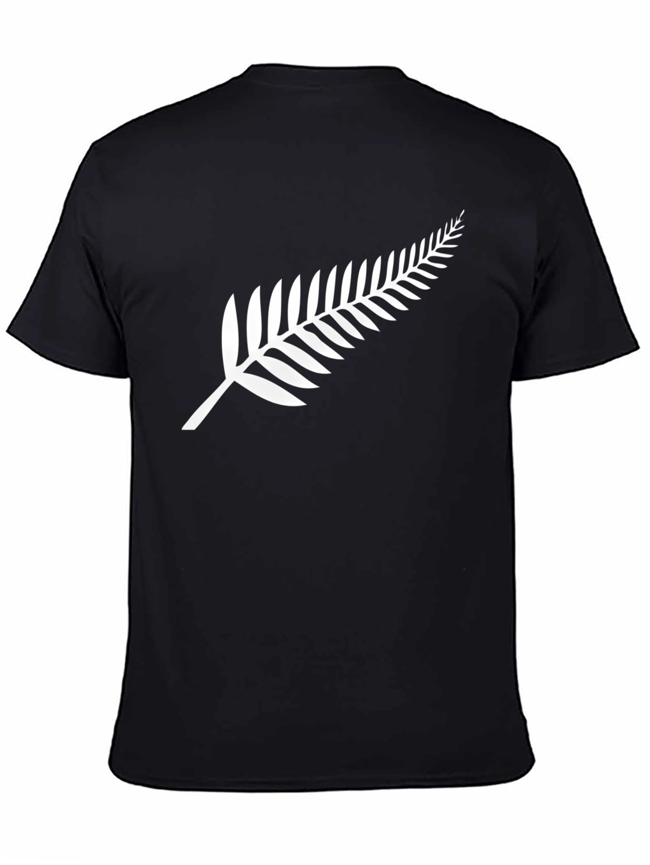 Black T-Shirt with White Fern Print