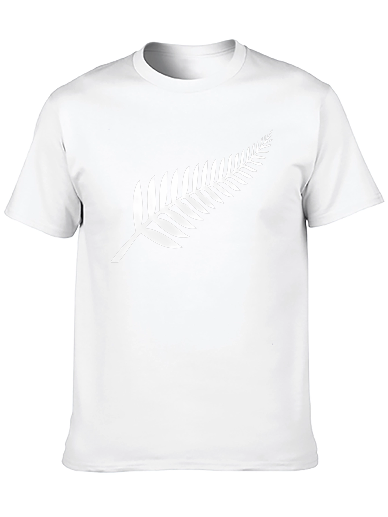 Black T-Shirt with White Fern Print