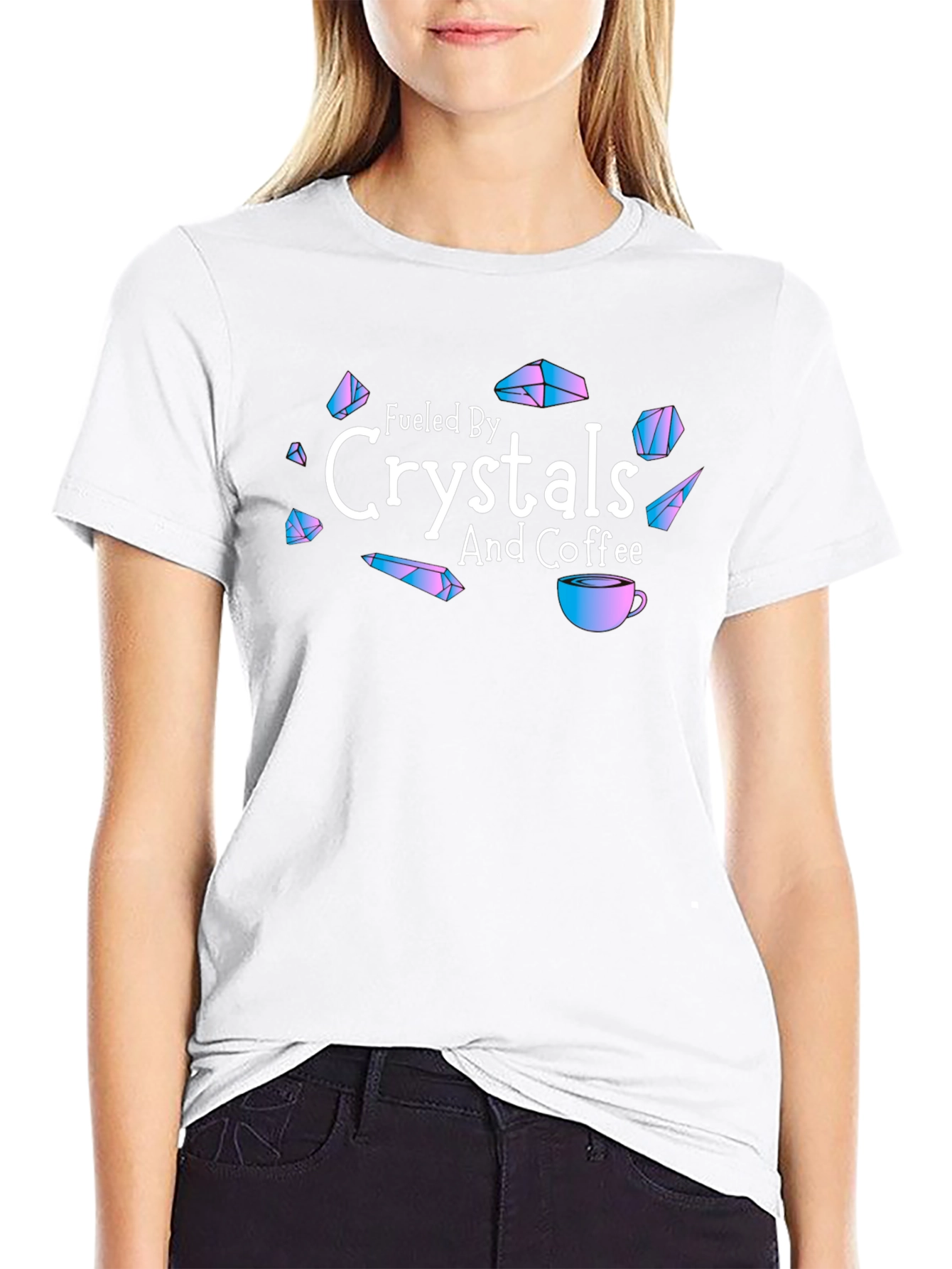 Fueled By Crystals and Coffee Black T-Shirt