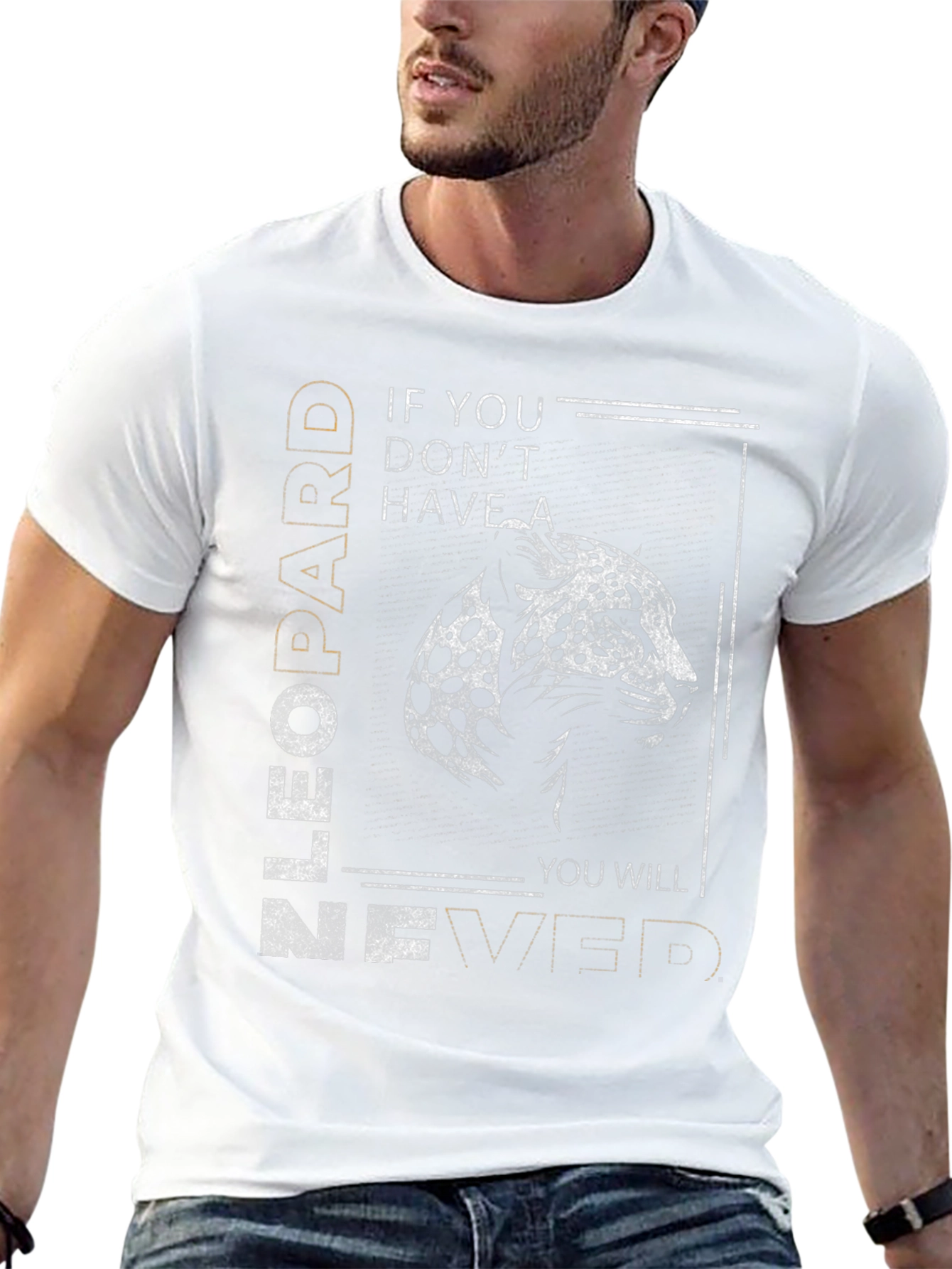 Leopard Graphic Tee - Never Give Up
