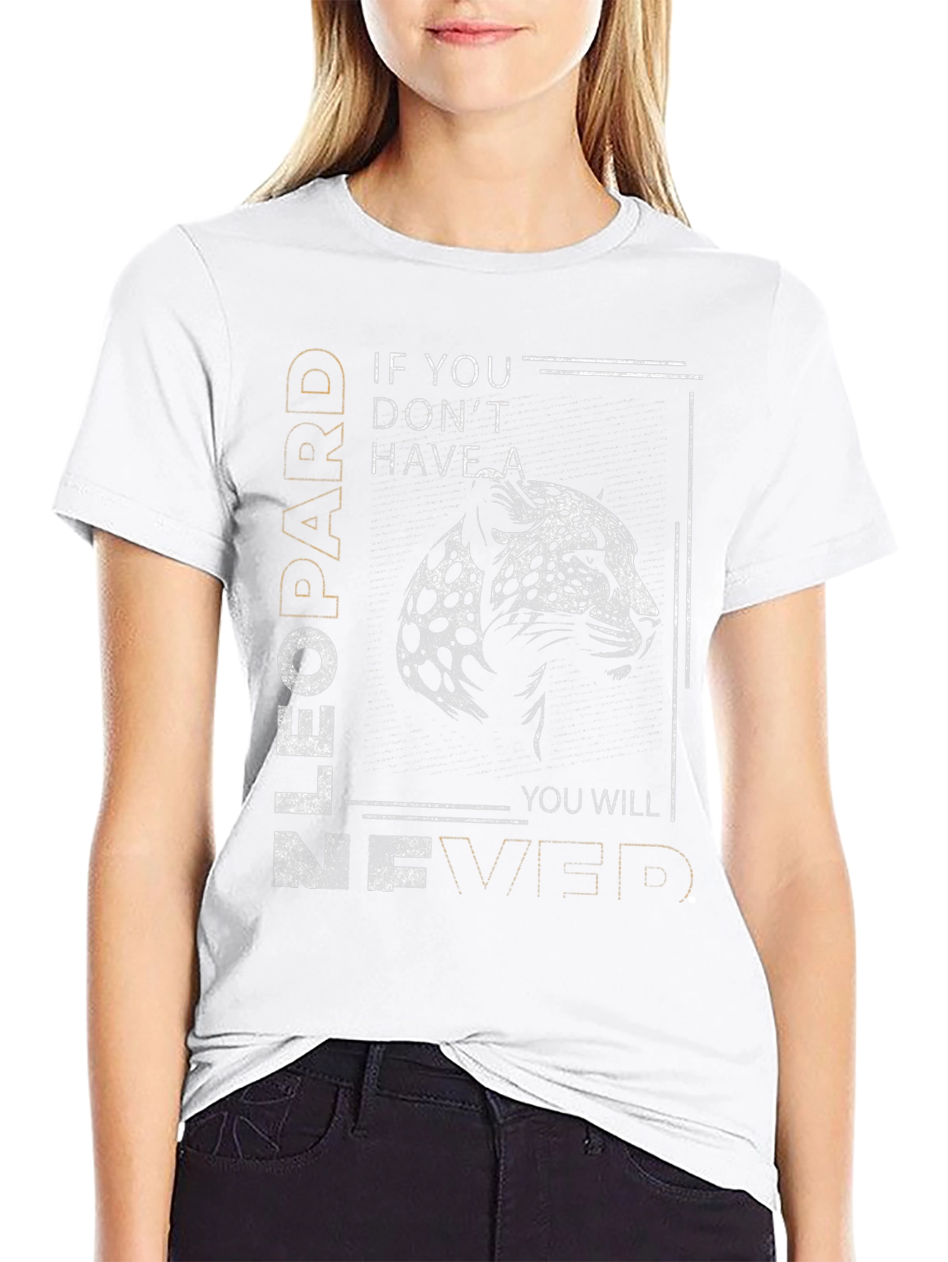 Leopard Graphic Tee - Never Give Up