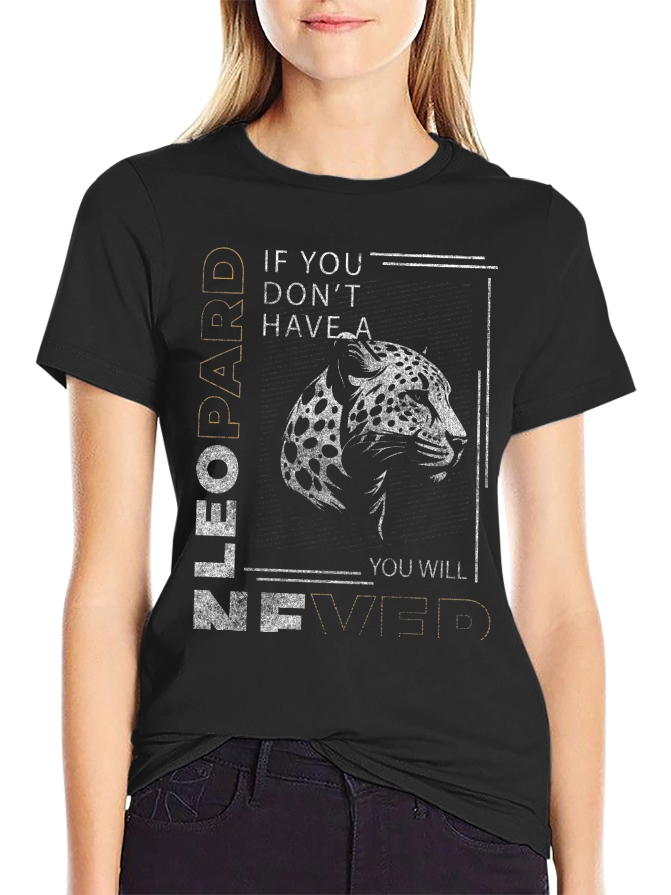 Leopard Graphic Tee - Never Give Up