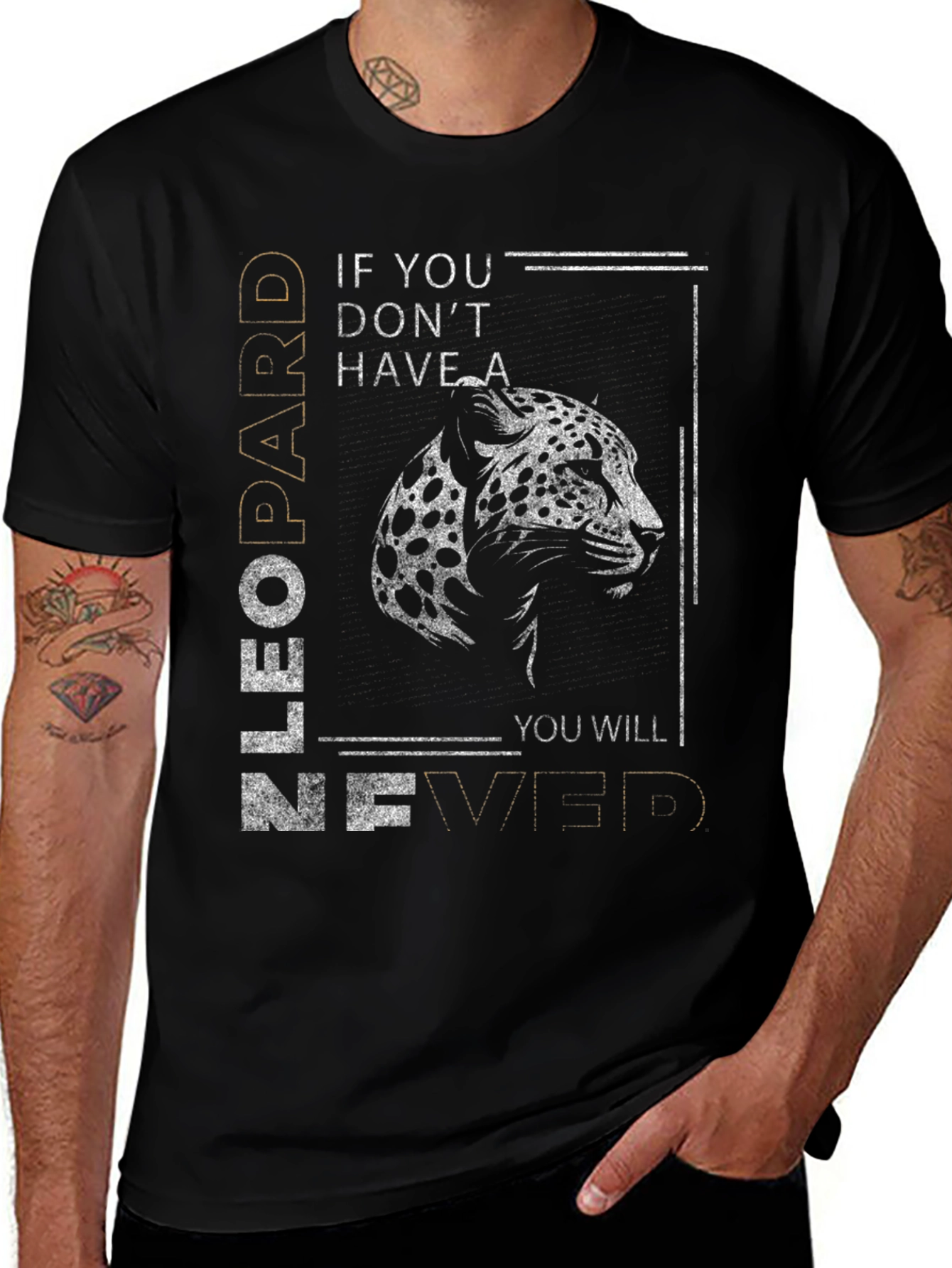 Leopard Graphic Tee - Never Give Up