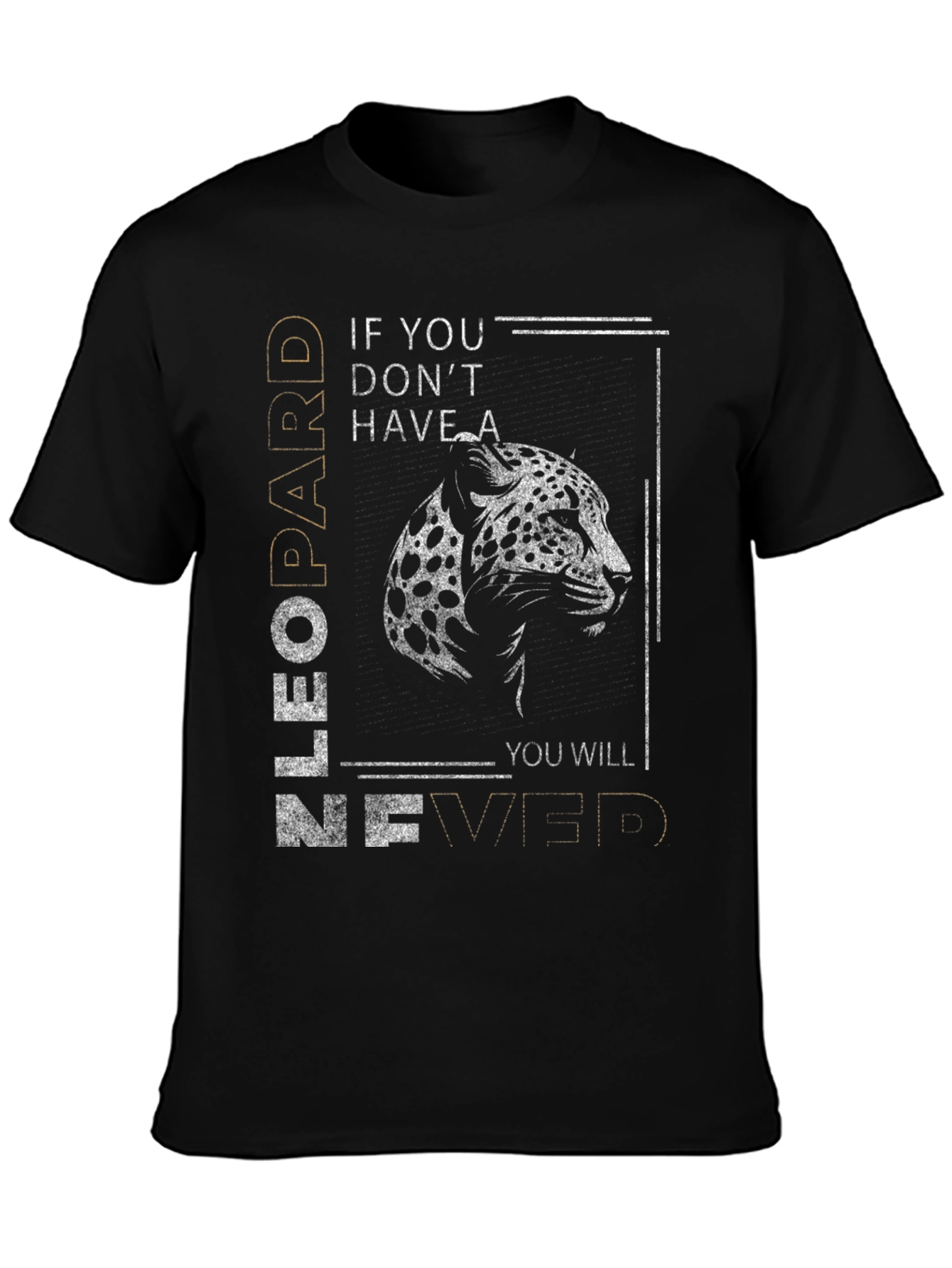 Leopard Graphic Tee - Never Give Up