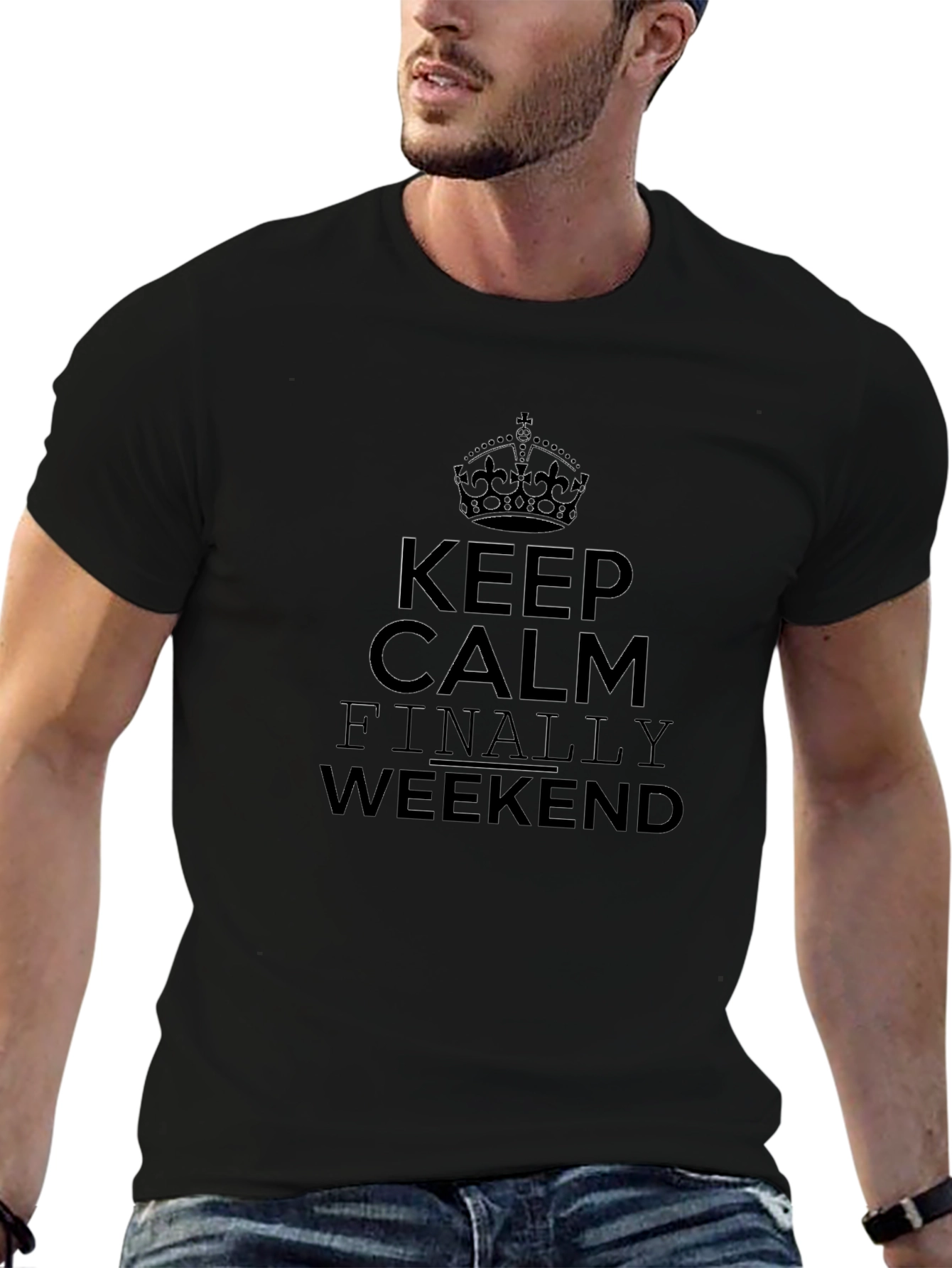 Keep Calm Weekend Black T-Shirt
