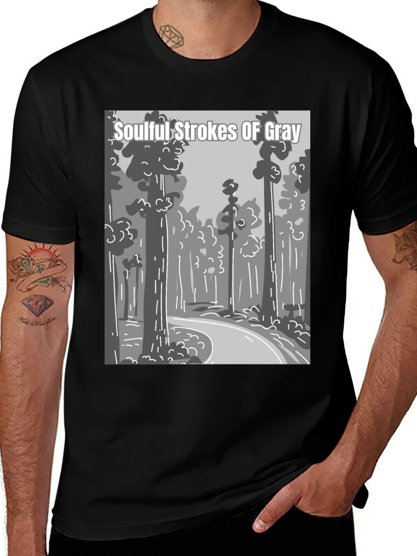 Soulful Strokes of Gray Graphic T-Shirt