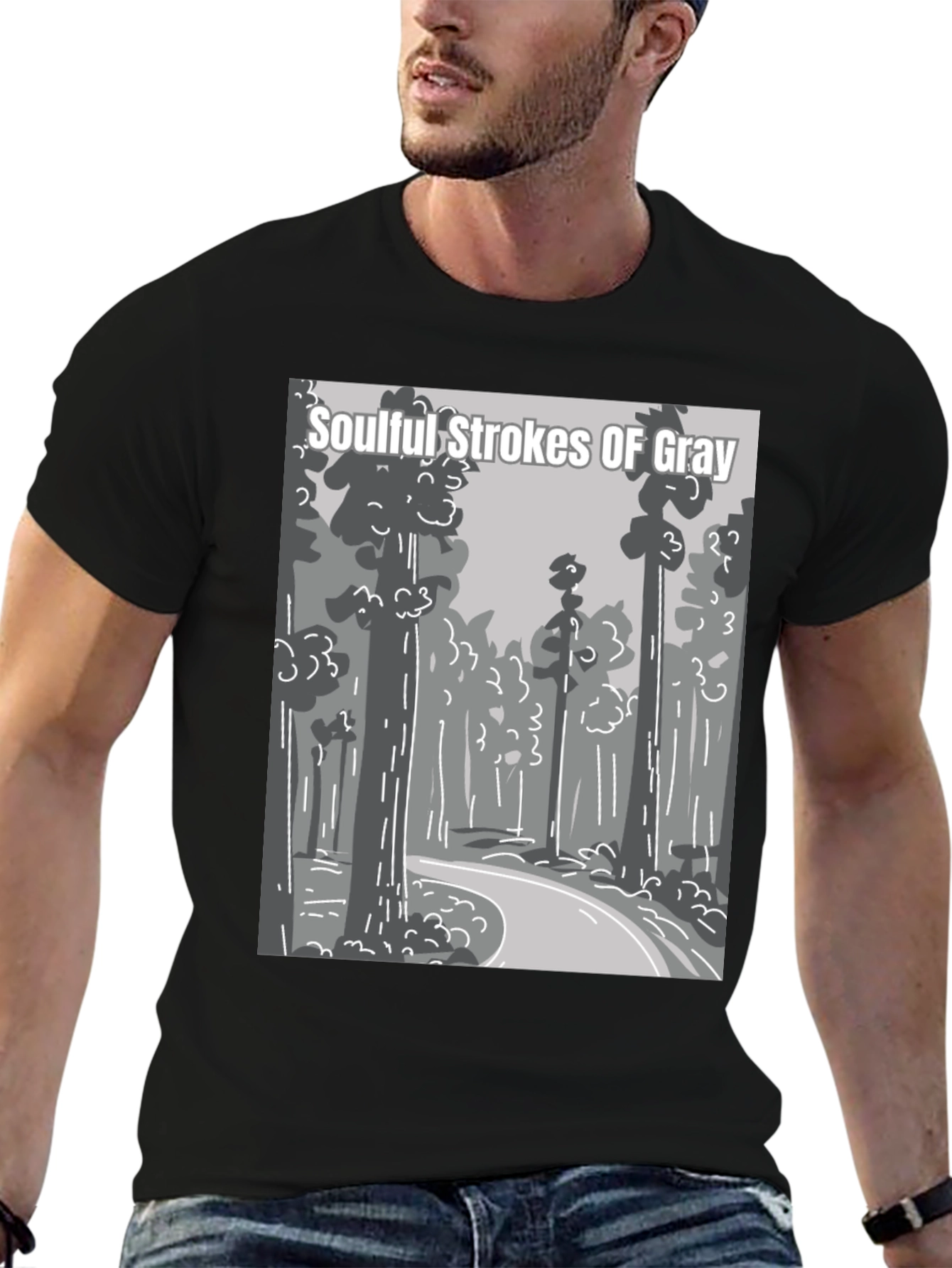 Soulful Strokes of Gray Graphic T-Shirt