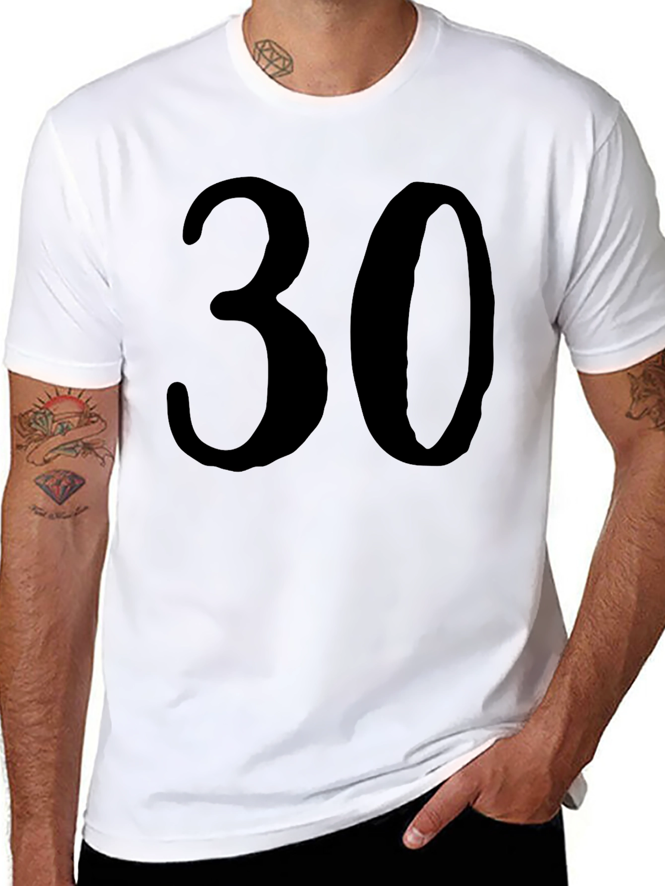 Mens Black 30 Graphic T-Shirt