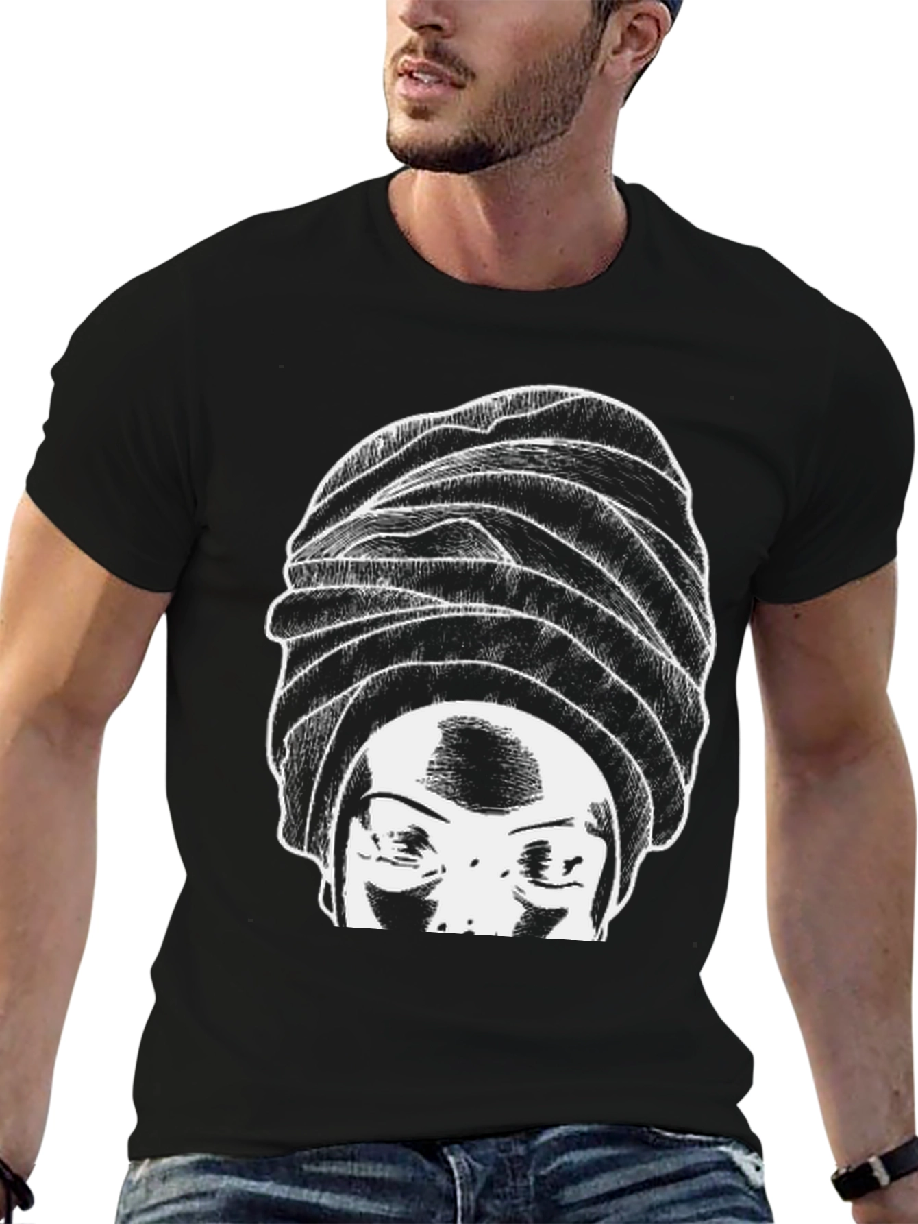 Graphic Print T-Shirt - Head Wrap Design