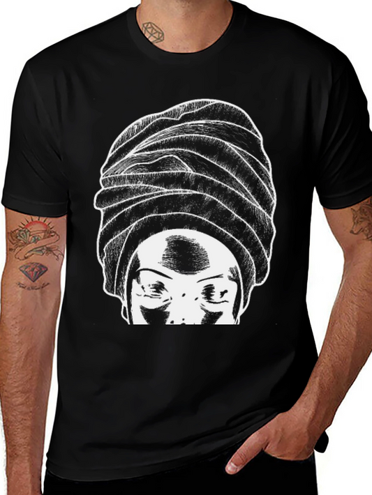 Graphic Print T-Shirt - Head Wrap Design