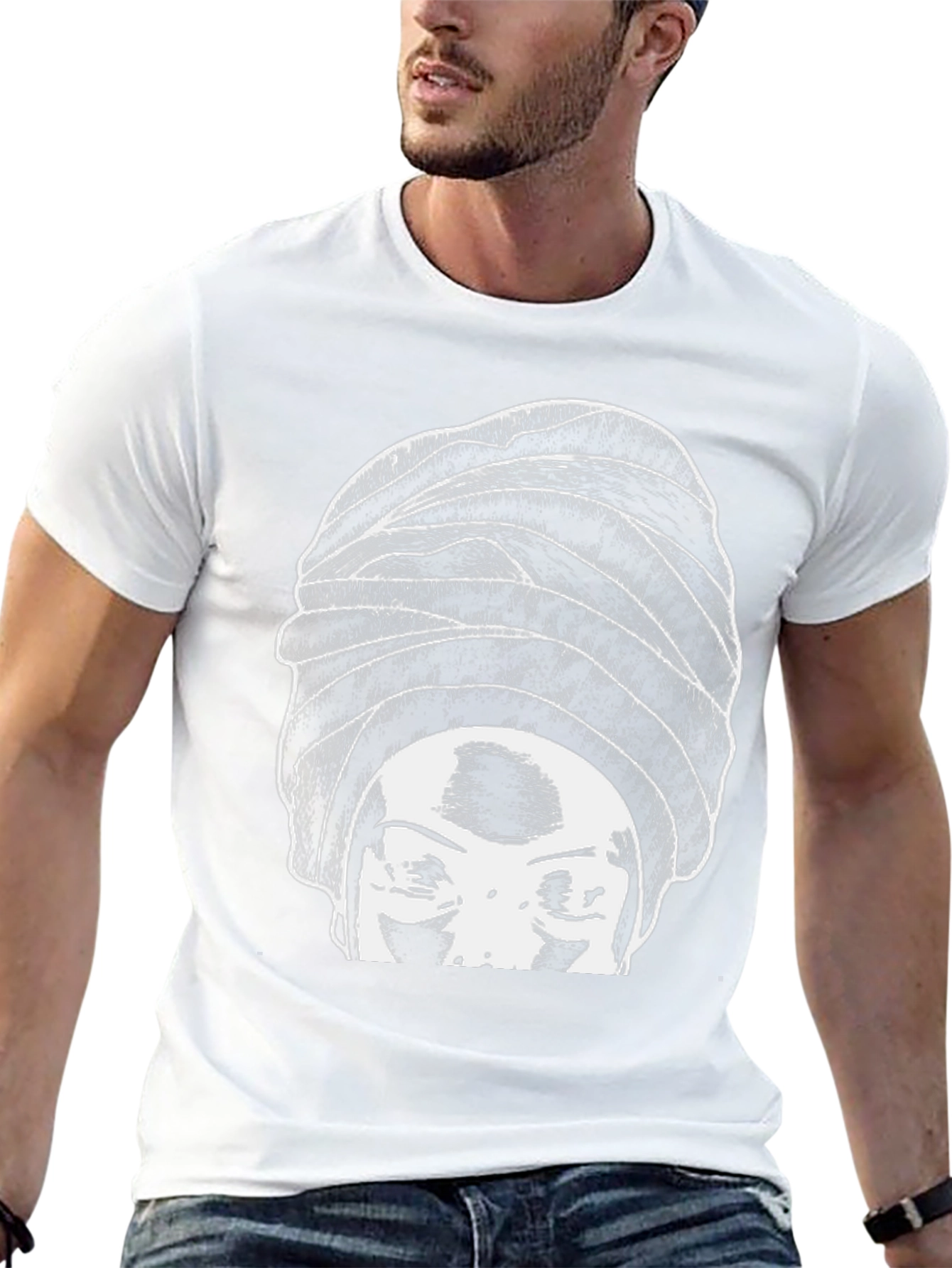 Graphic Print T-Shirt - Head Wrap Design