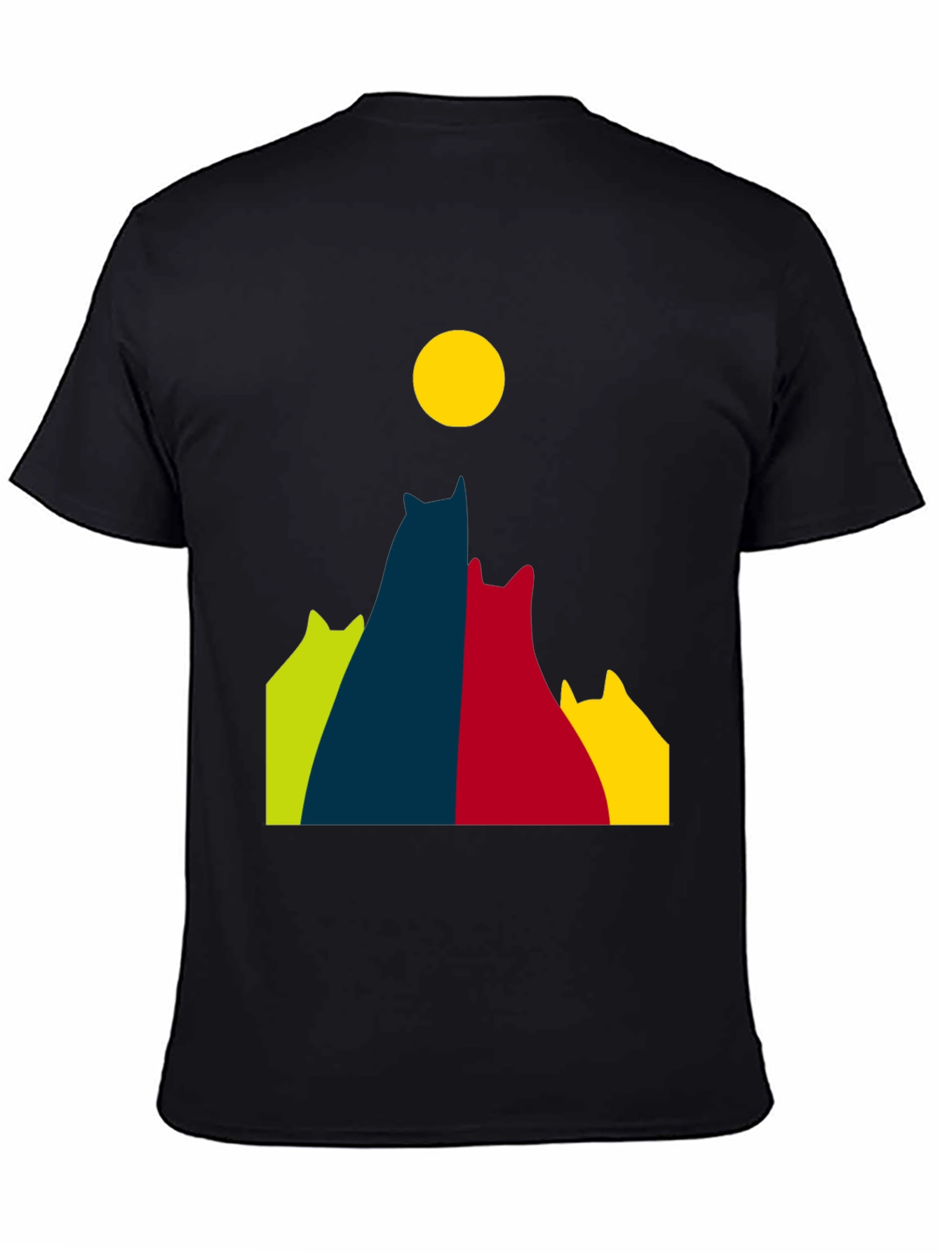 Cats Under Moon Graphic Tee - Black