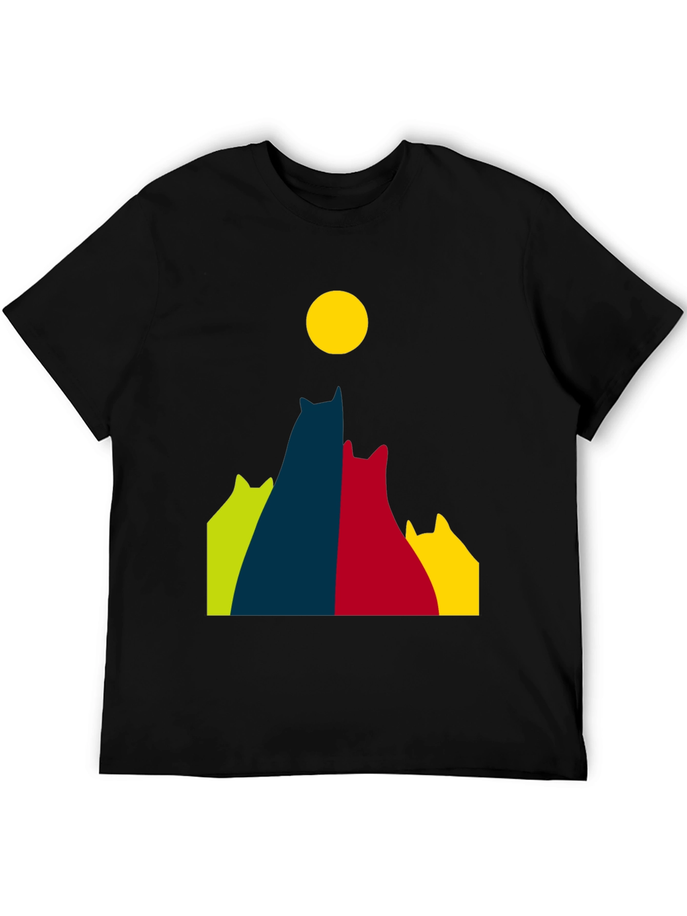 Cats Under Moon Graphic Tee - Black