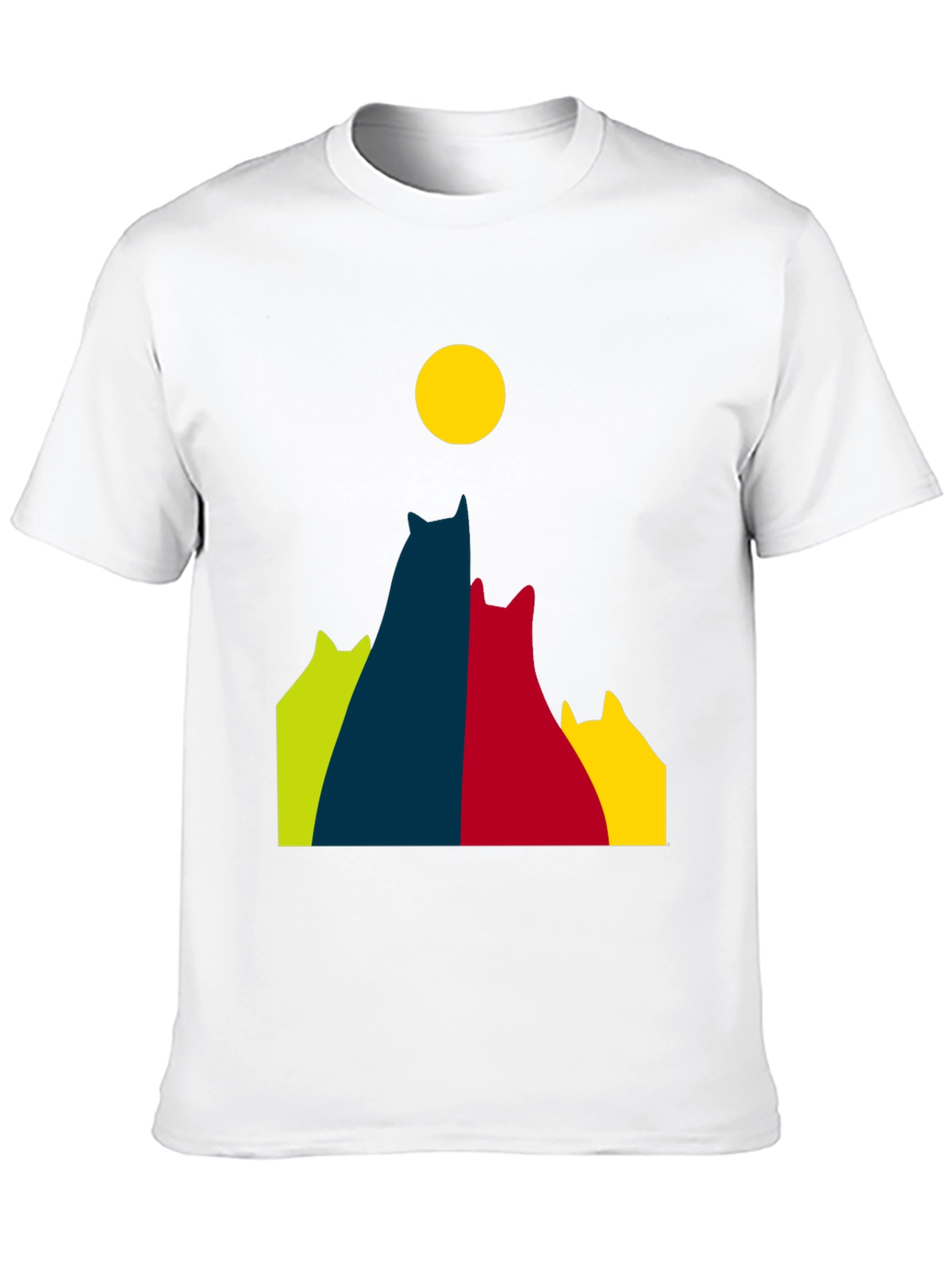 Cats Under Moon Graphic Tee - Black