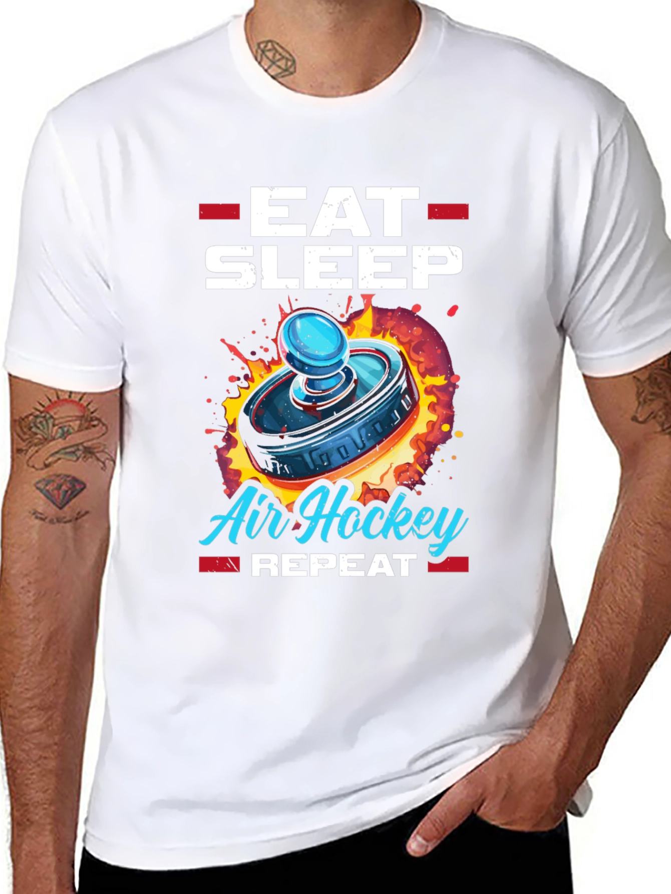 Eat Sleep Air Hockey Repeat Graphic Tee