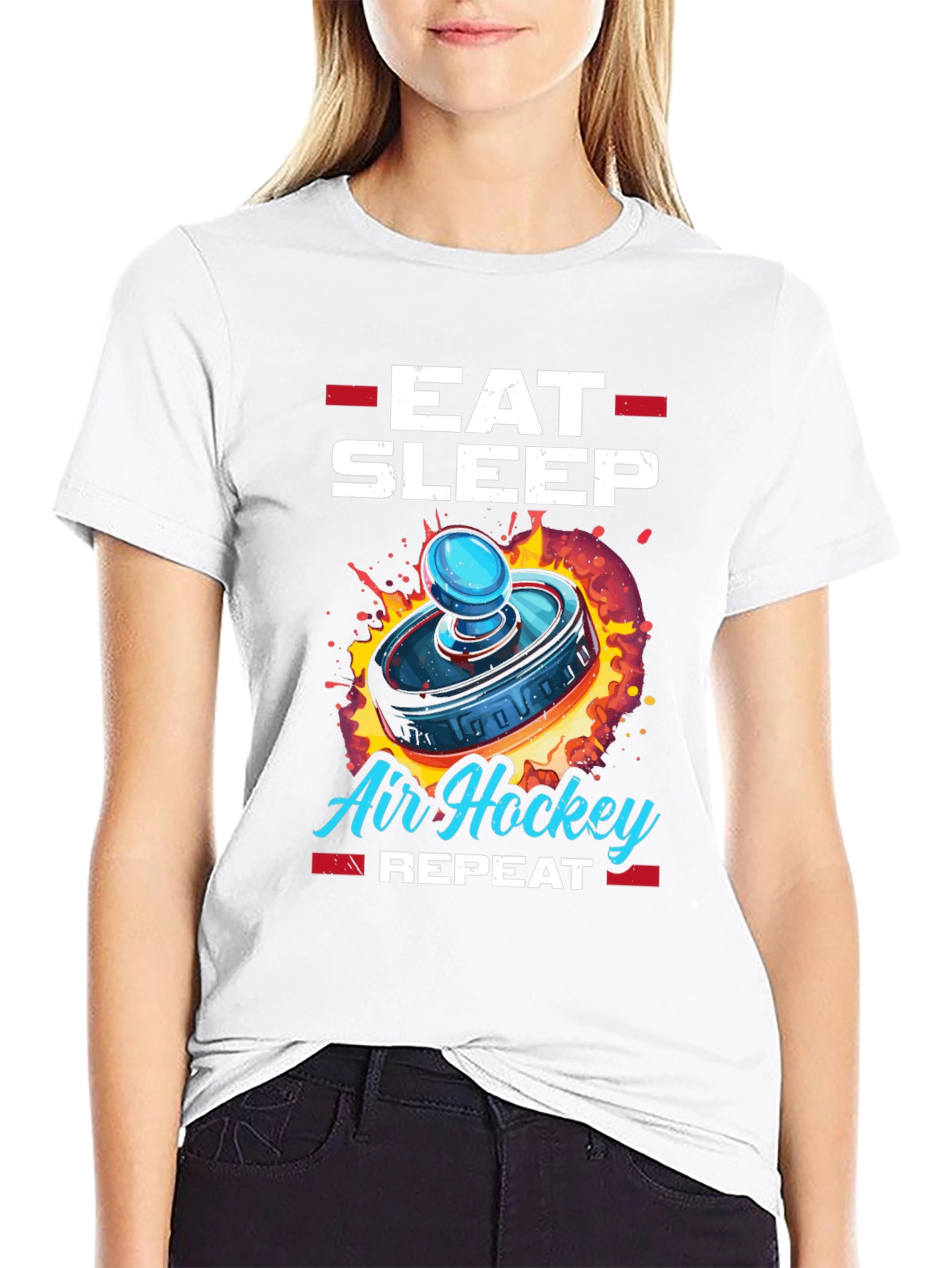 Eat Sleep Air Hockey Repeat Graphic Tee