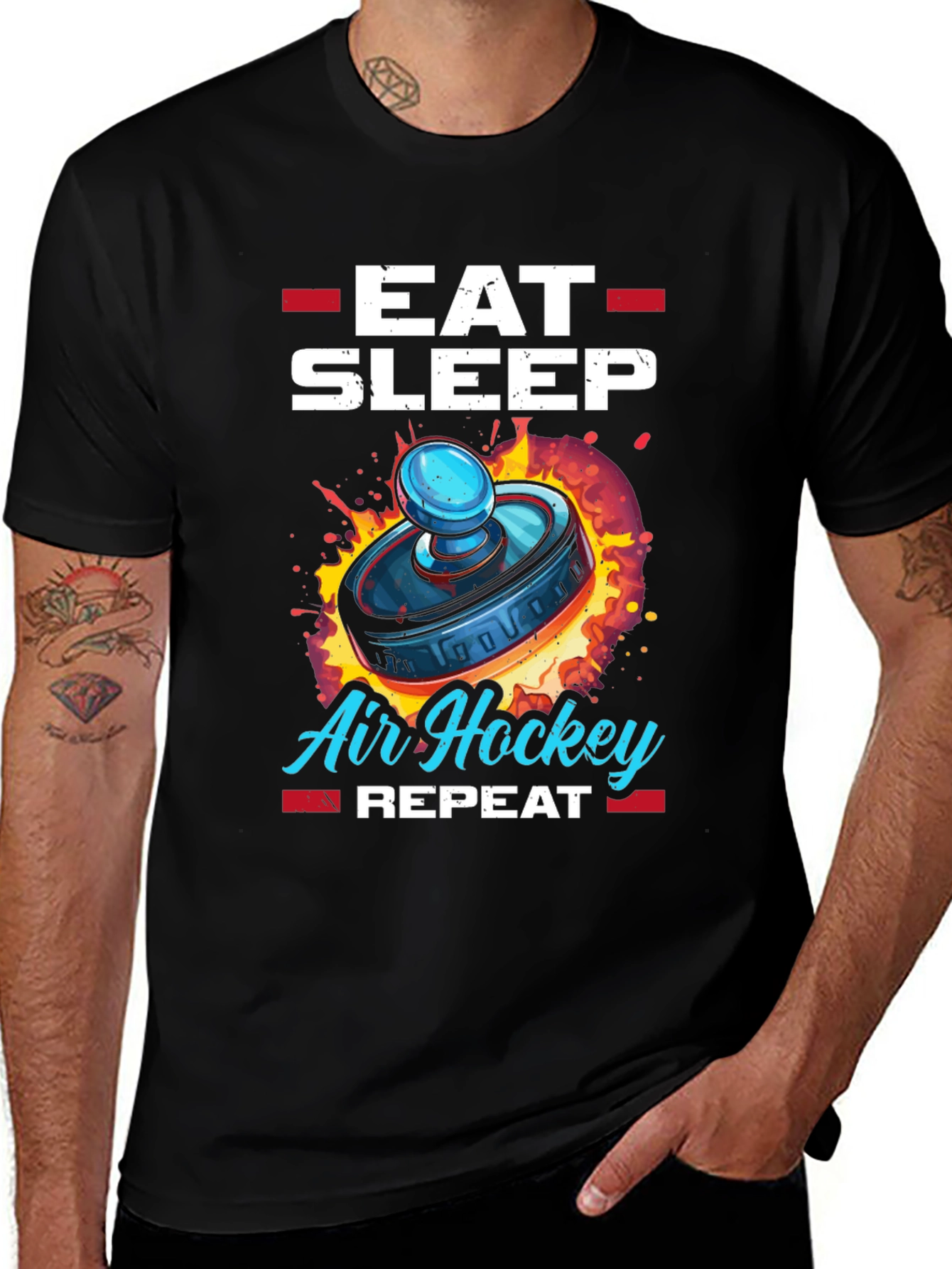 Eat Sleep Air Hockey Repeat Graphic Tee