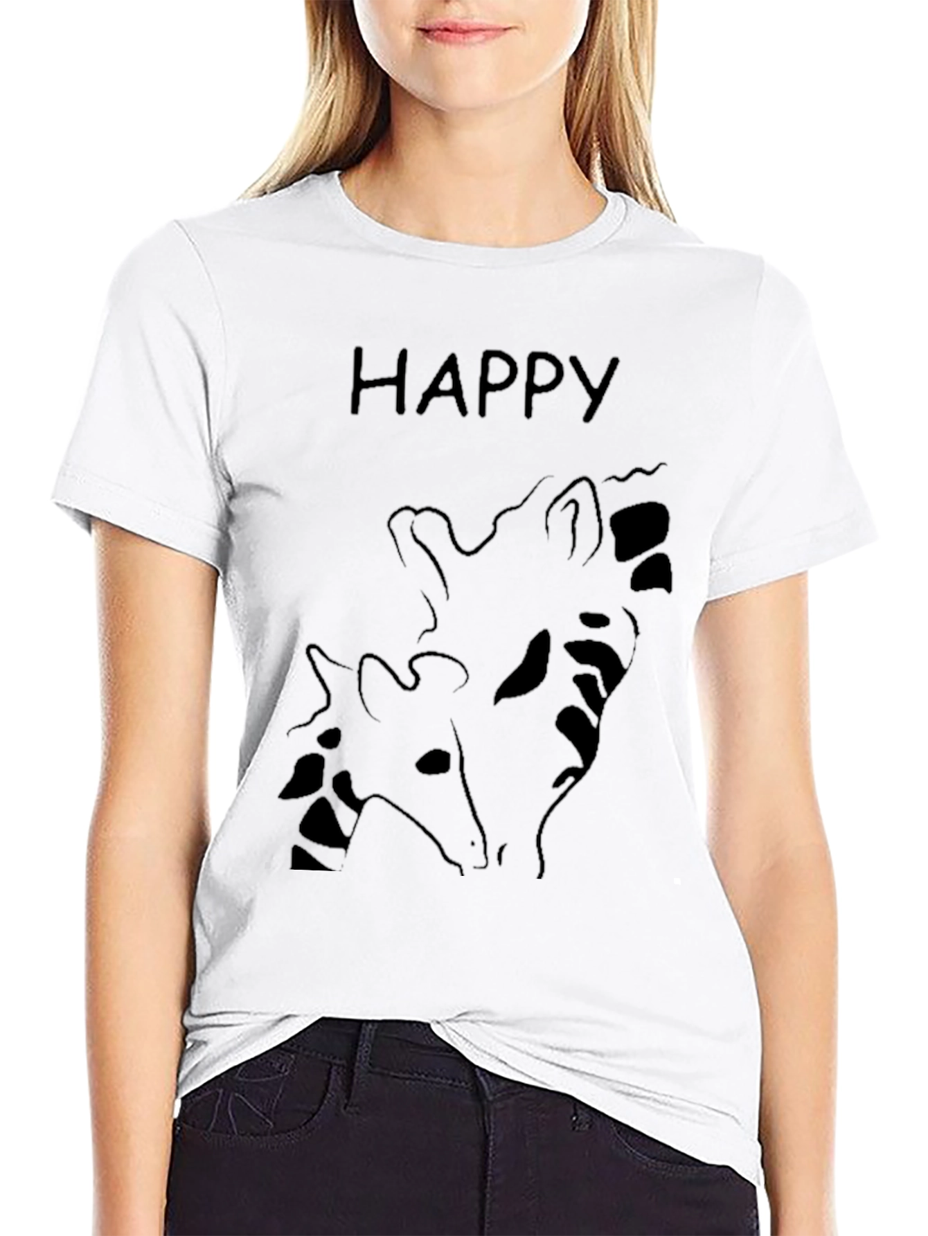 Happy Giraffe Graphic Tee - Soft Cotton Blend
