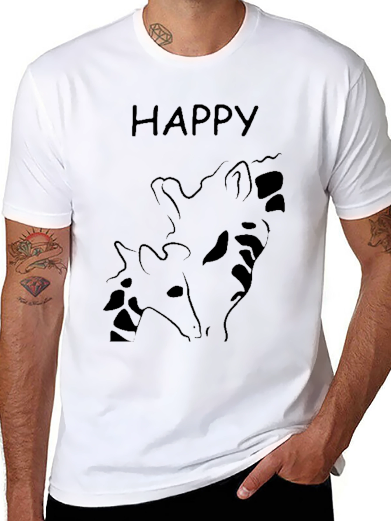 Happy Giraffe Graphic Tee - Soft Cotton Blend
