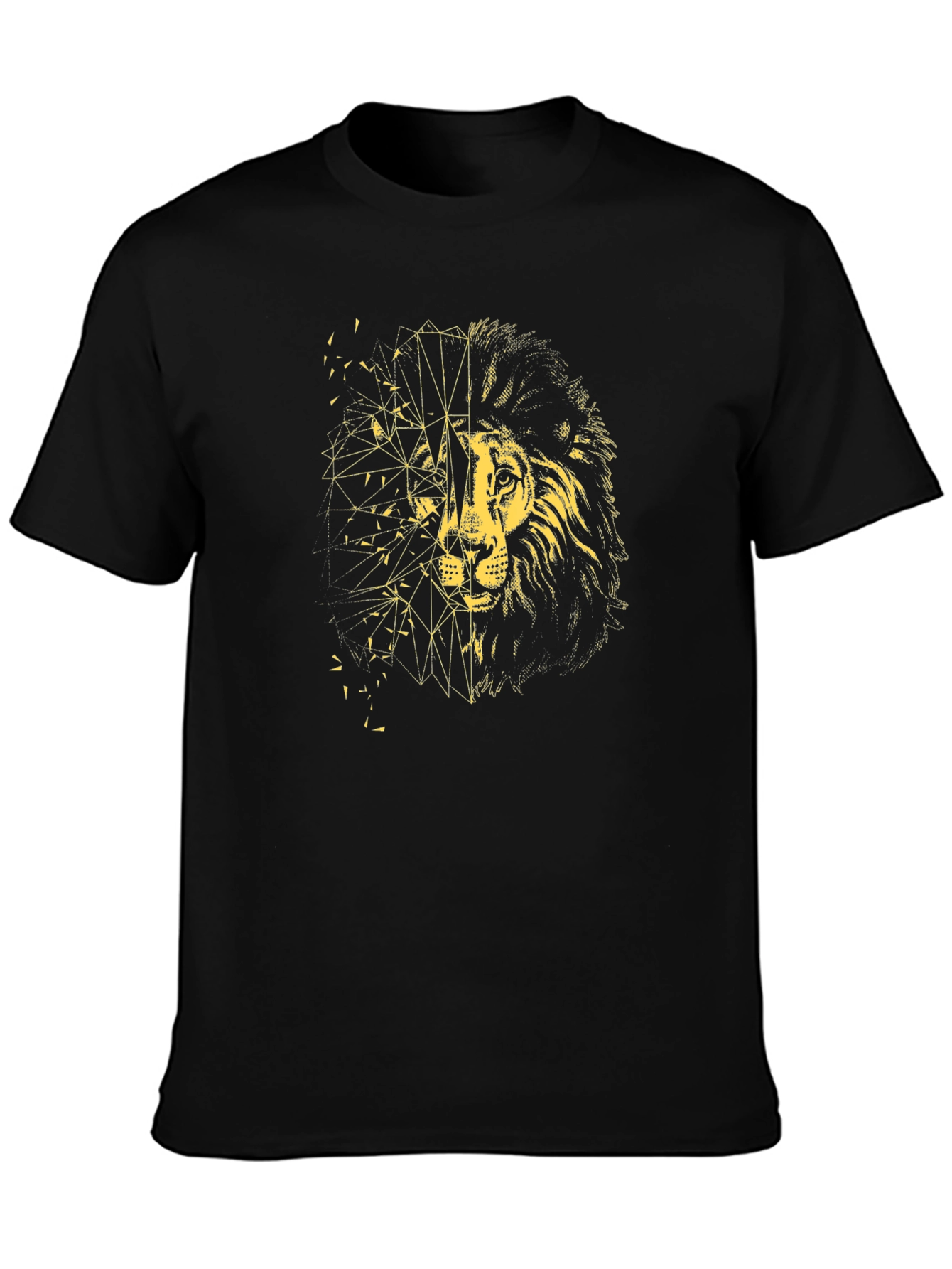 Geometric Lion Graphic Tee - Black