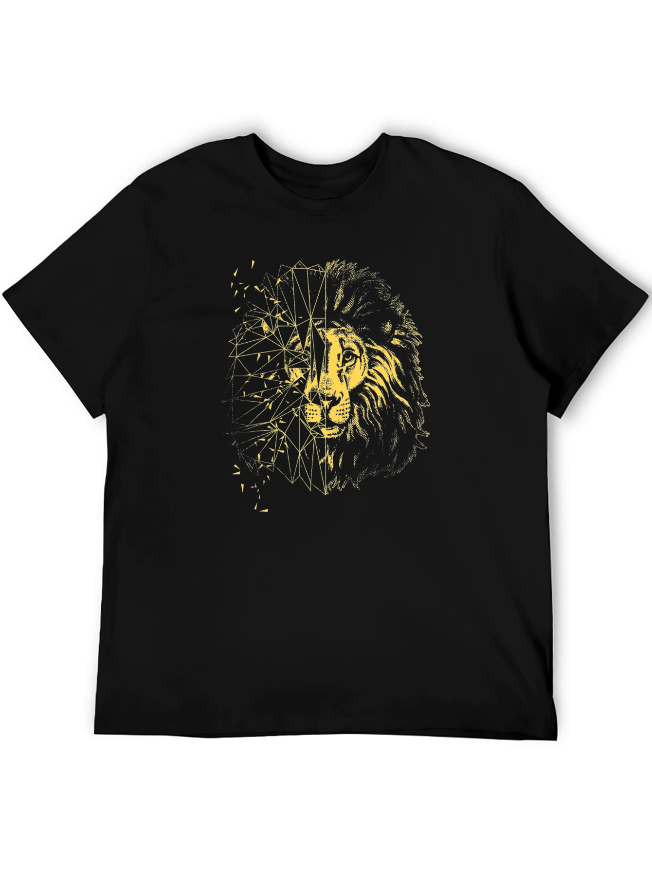 Geometric Lion Graphic Tee - Black