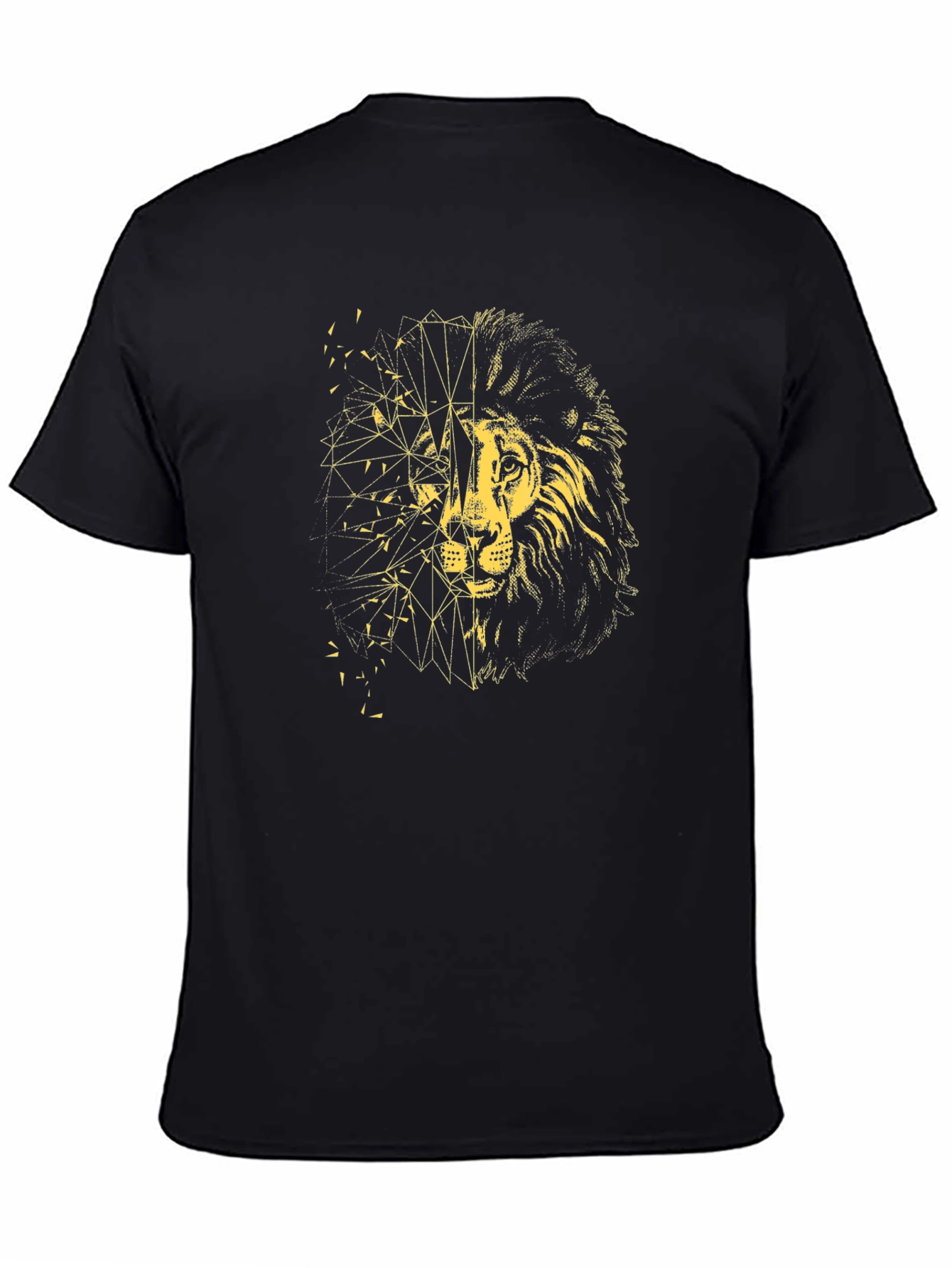 Geometric Lion Graphic Tee - Black