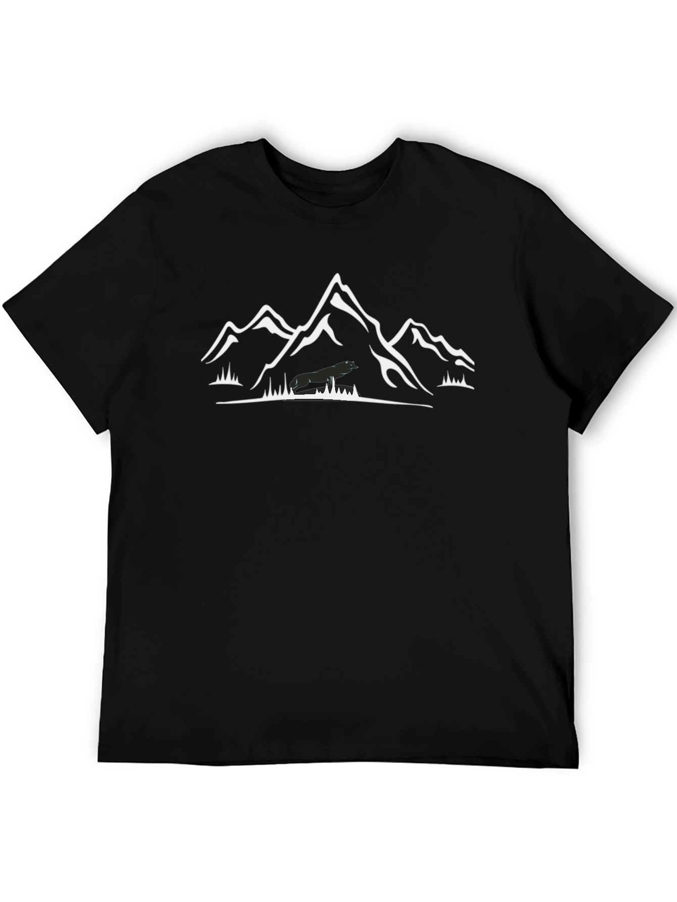 Mountain Range Graphic Tee - Black Cotton T-Shirt