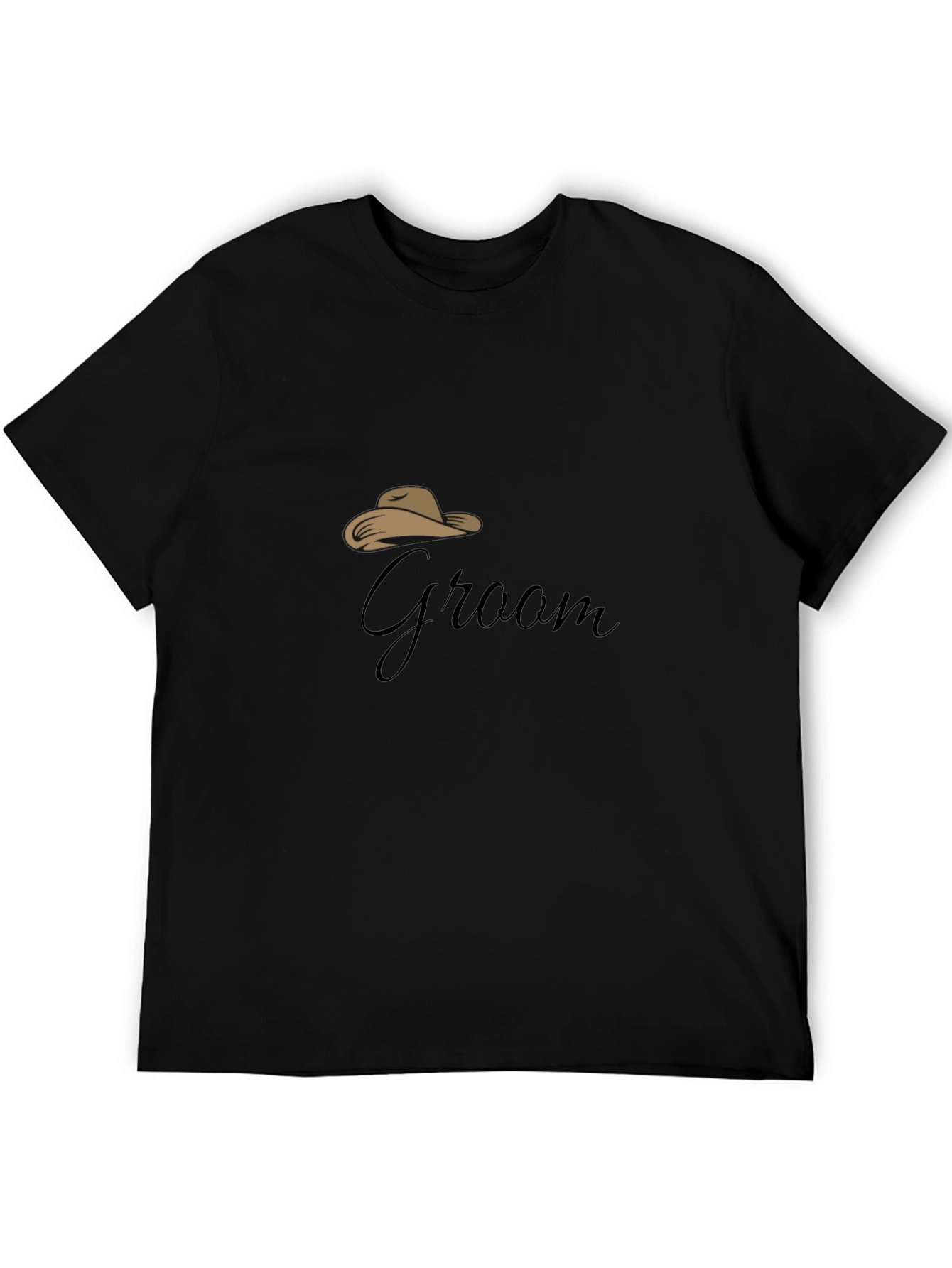 Groom Cowboy Hat Graphic Black T-Shirt