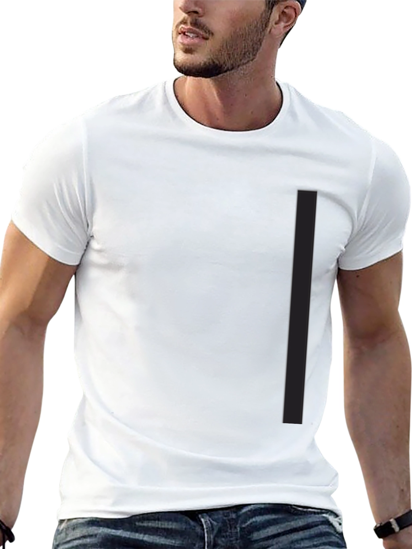 Mens Solid Black Crew Neck Tee