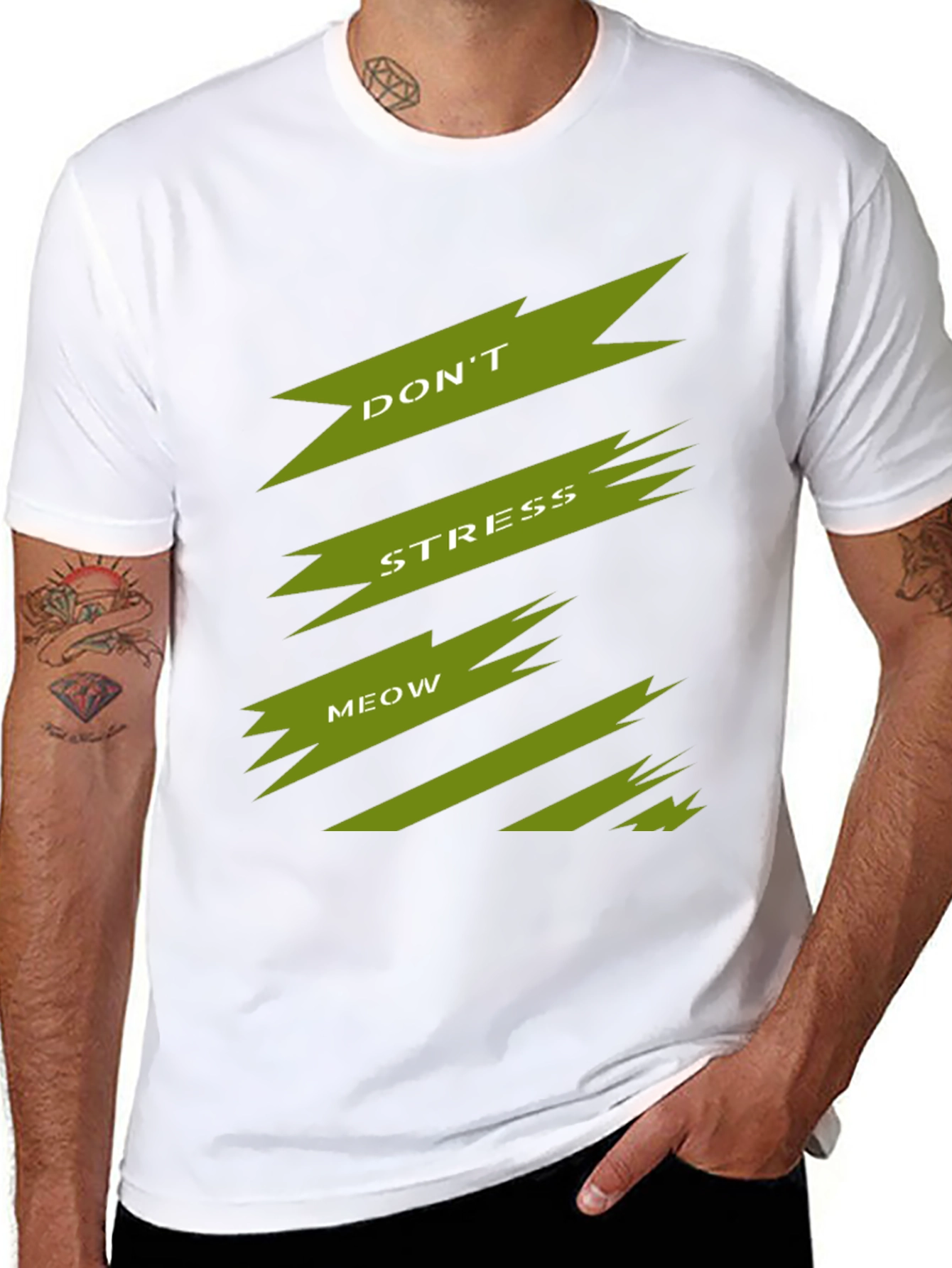 Dont Stress Meow Black Graphic T-Shirt