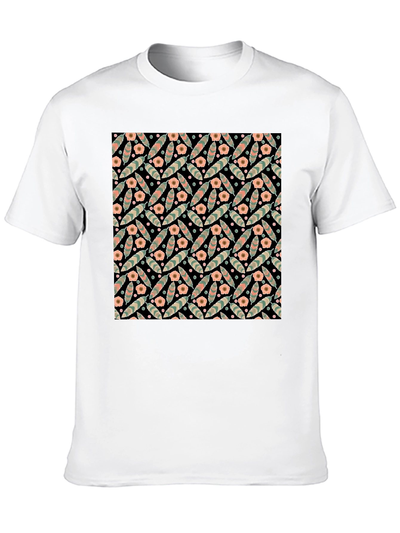 Floral Patterned Black T-Shirt