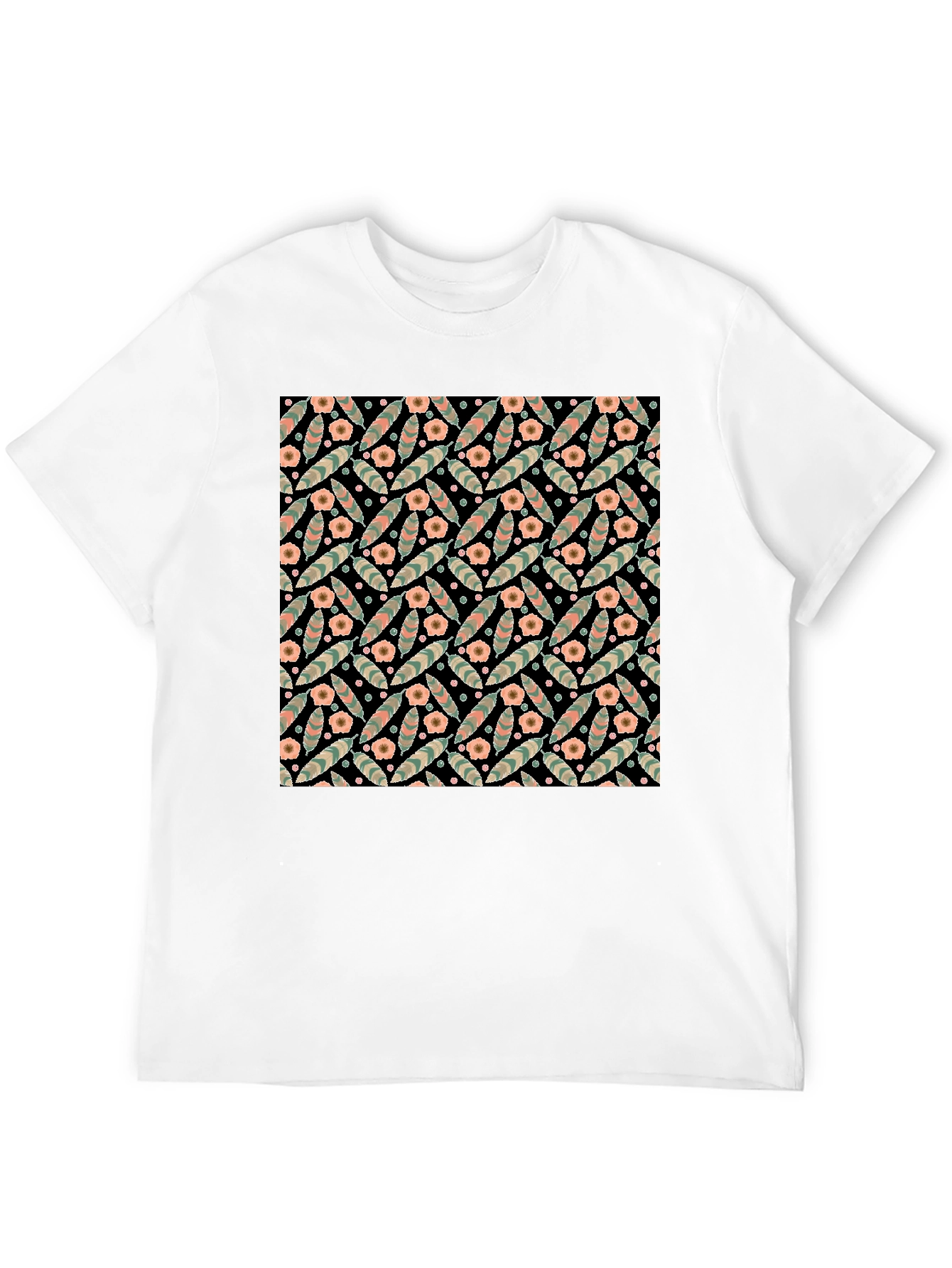 Floral Patterned Black T-Shirt