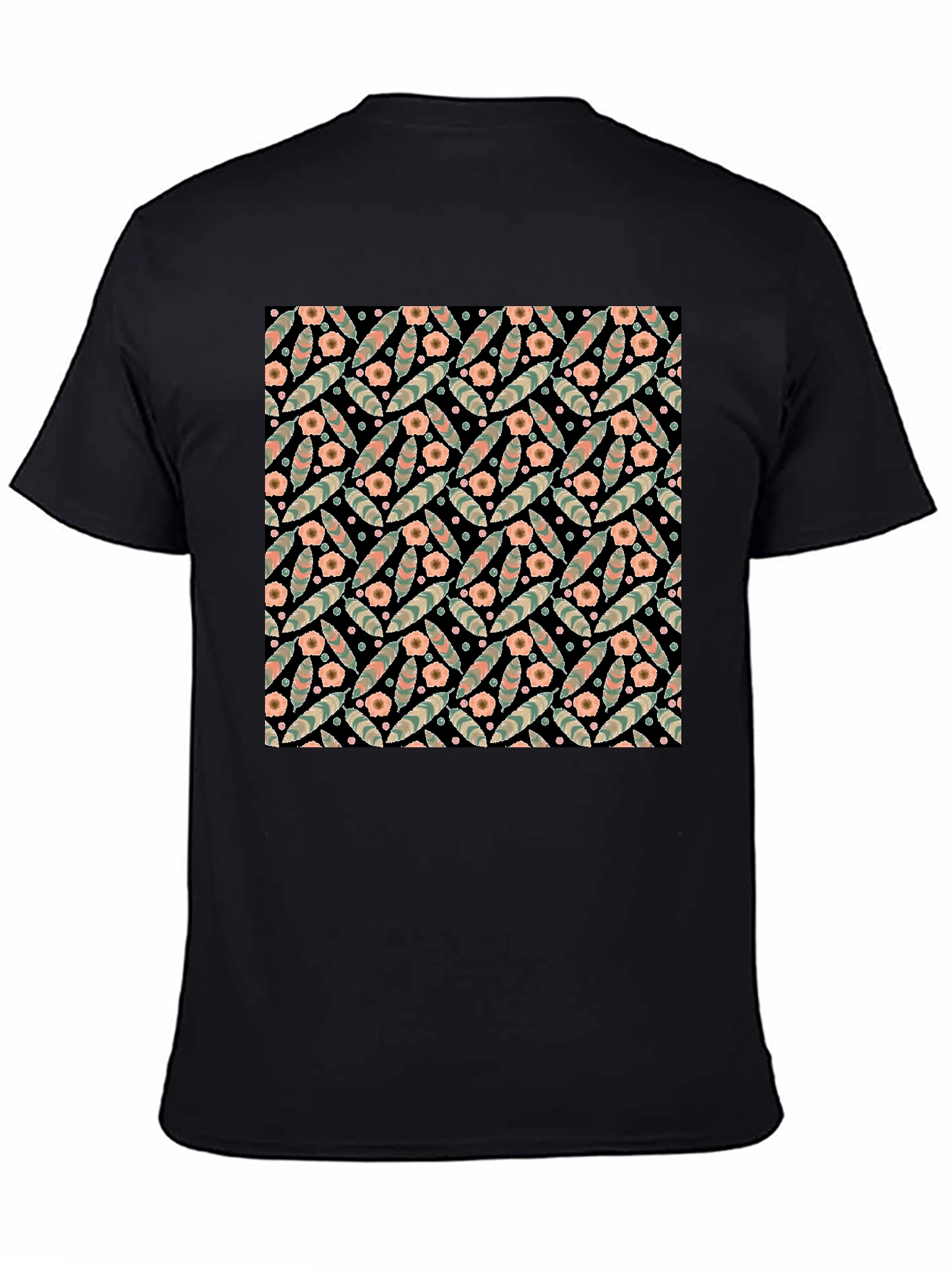 Floral Patterned Black T-Shirt
