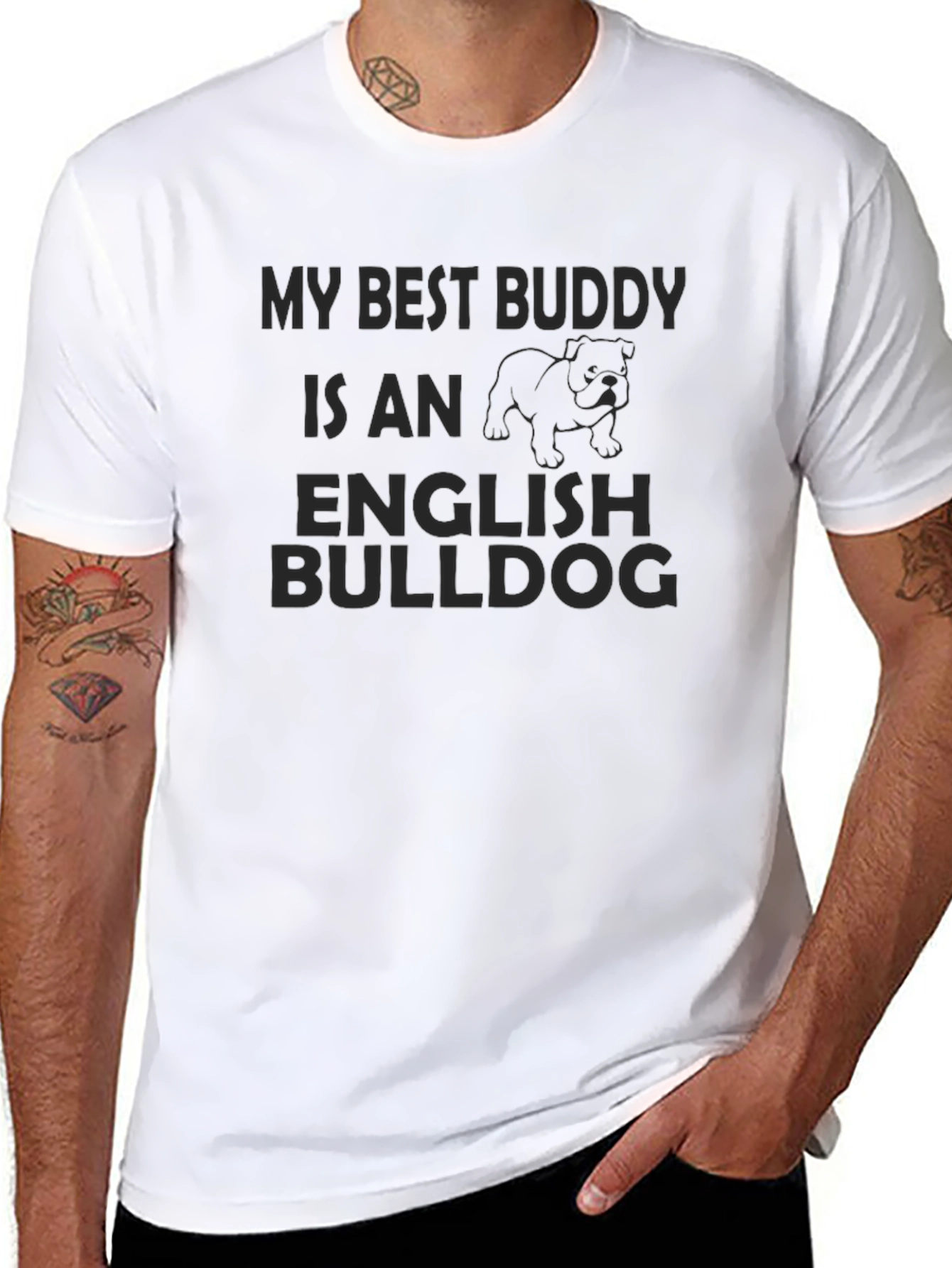 English Bulldog Best Buddy Black T-Shirt