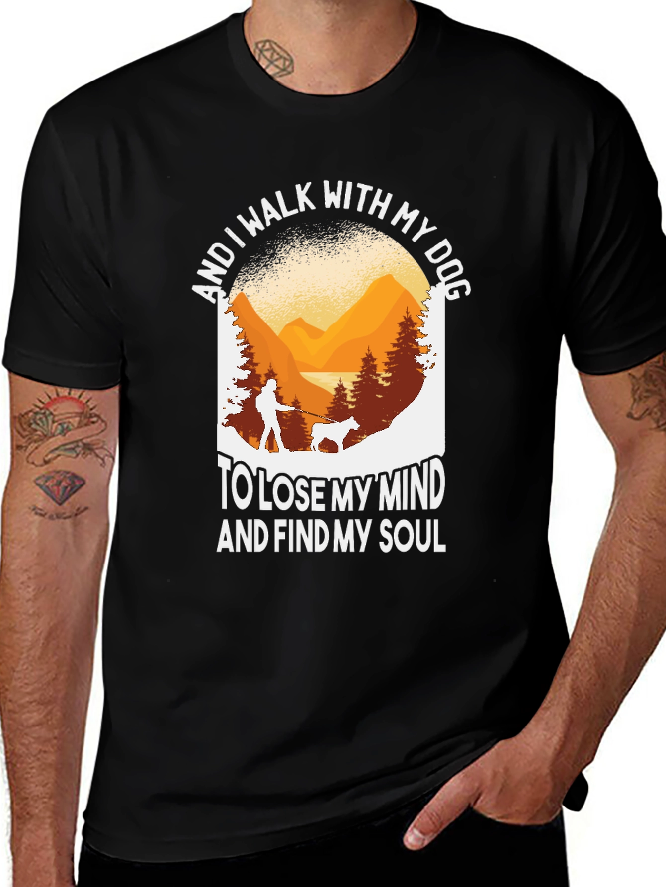 Dog Walking Graphic T-Shirt - Find Your Soul