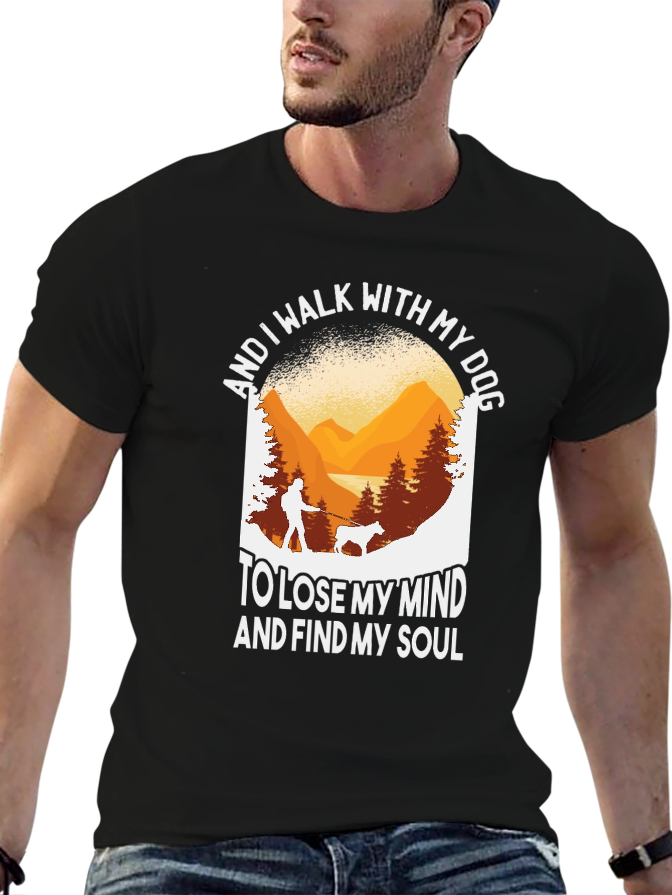 Dog Walking Graphic T-Shirt - Find Your Soul