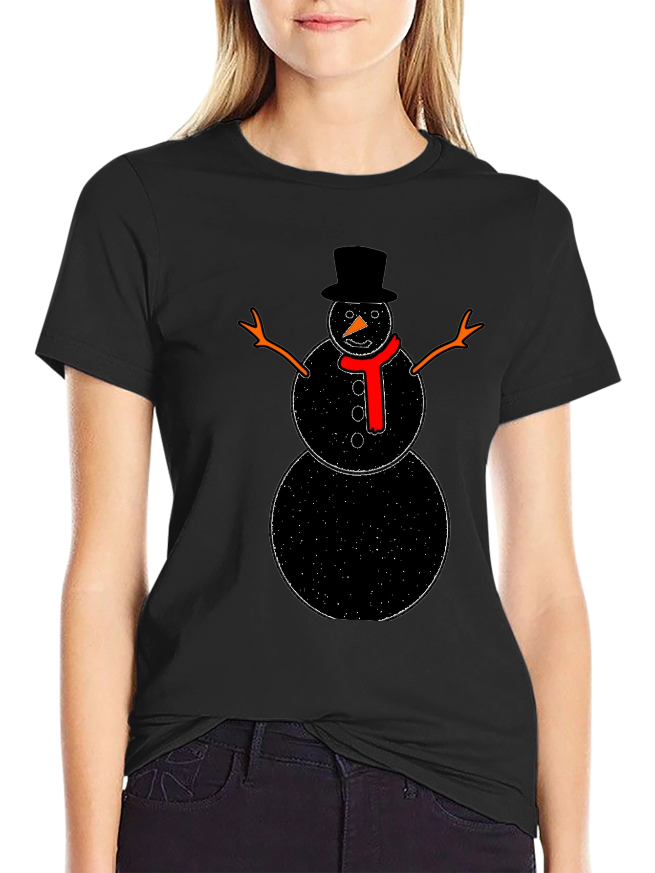 Snowman Graphic Black T-Shirt