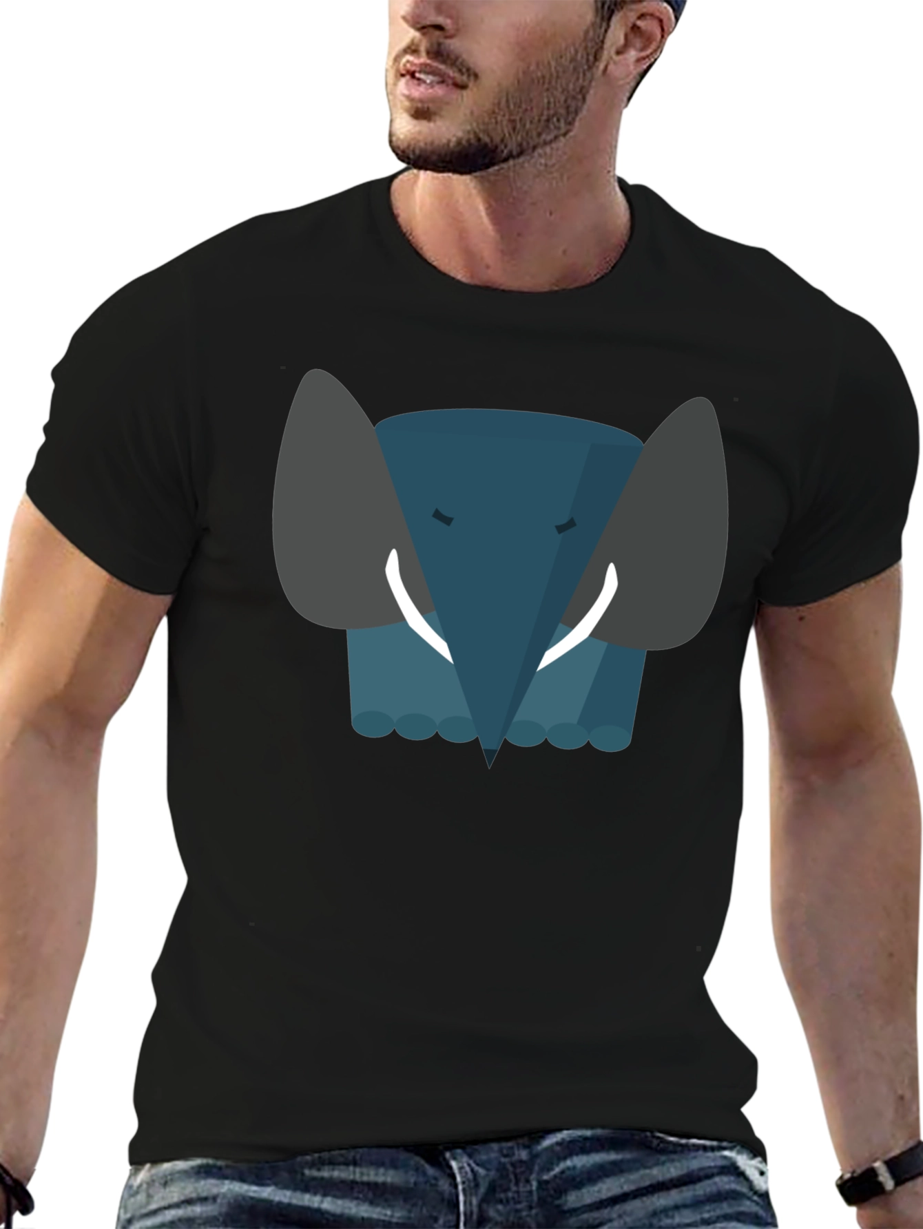 Elephant Graphic Black Tee - Soft Cotton Blend